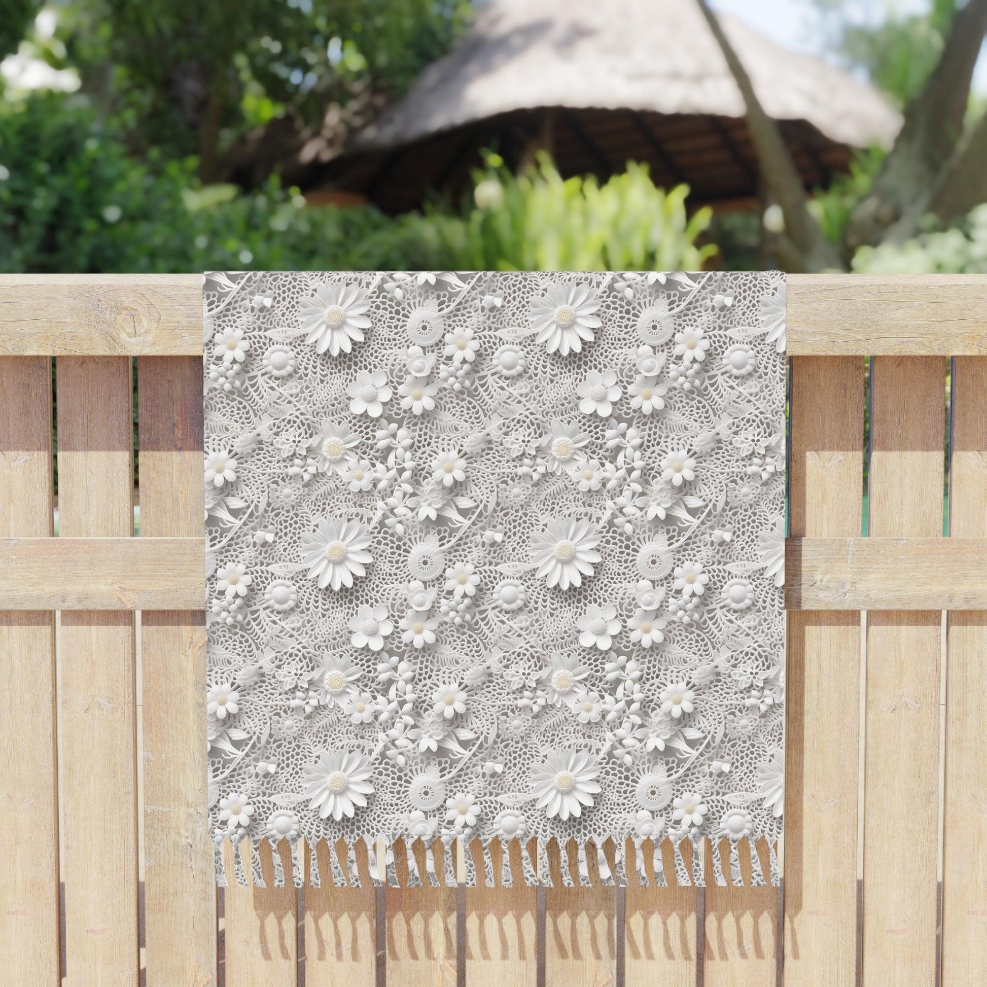 Elegant White Illusion Beach Towel Lace Illusion Cloth Towel Embrace Vibes by the Sea Boho Beach Cloth, Travel Towel Vacation, Housewarming Gift - MRSBYVALLE