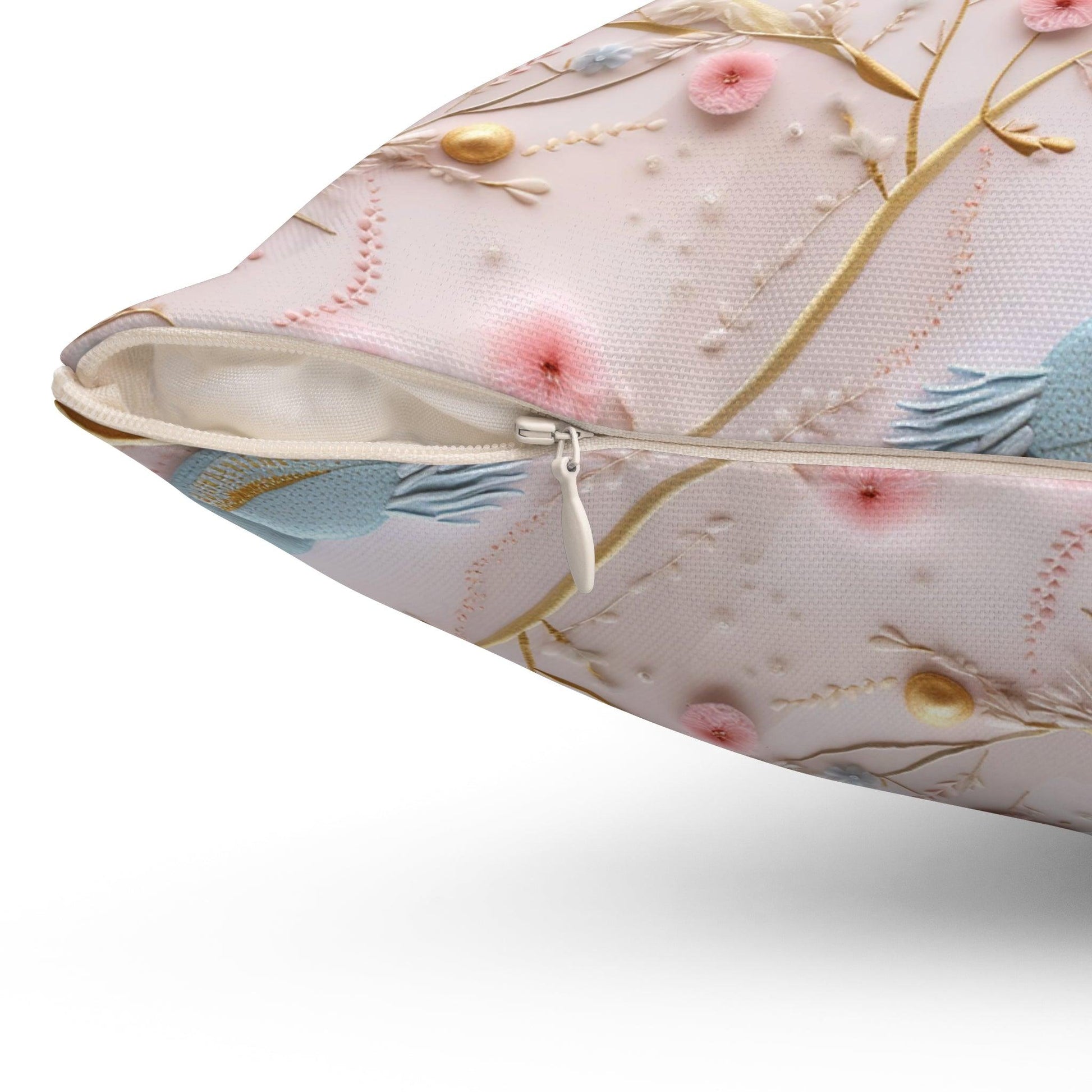 Enchanting 3D Faux Embroidery Birds and Flowers Throw Pillow Artistry Meets Comfort Home Decor New House Couple Gift Housewarming Gift, New House Gift - MRSBYVALLE