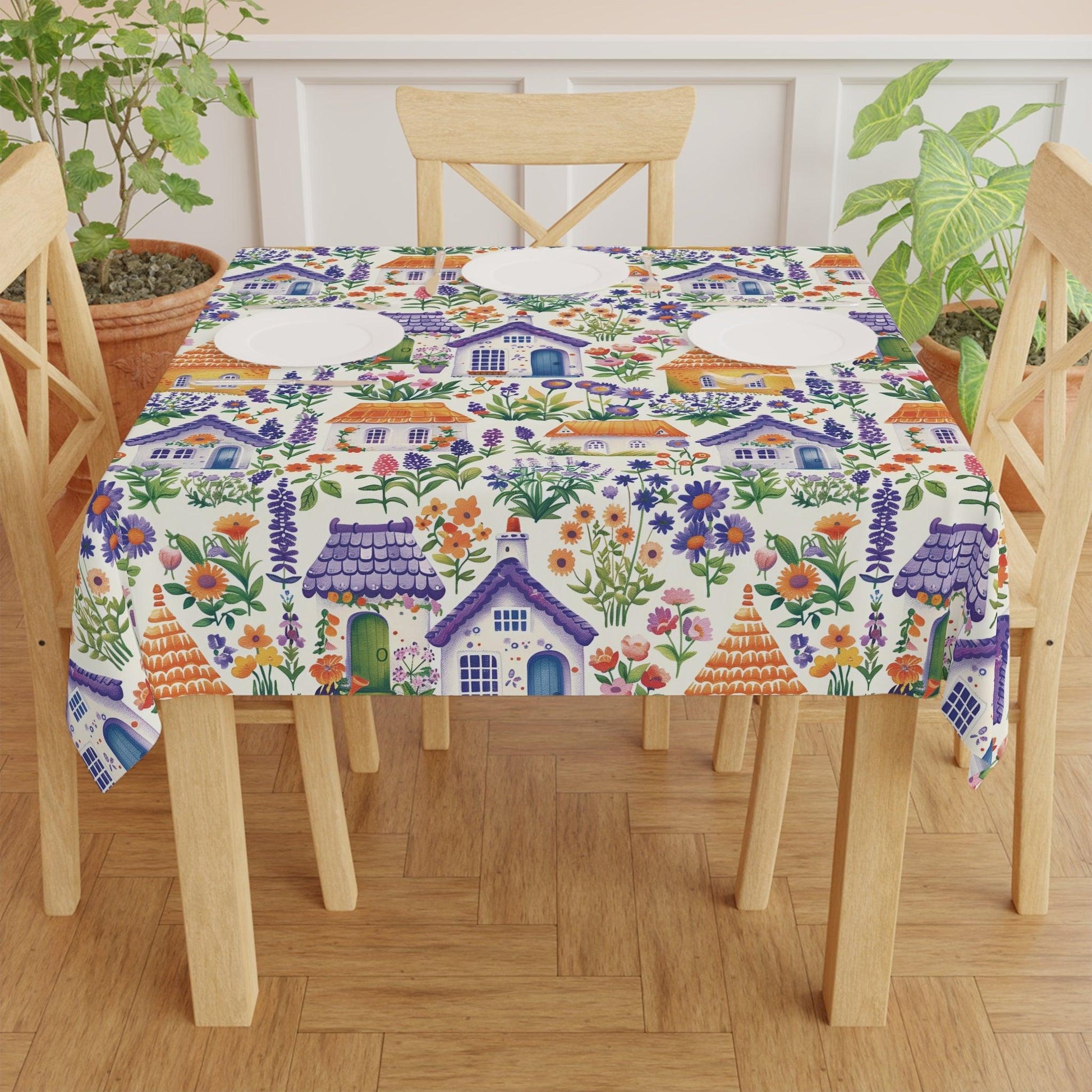 Enchanting Cottagecore Garden Homes Tablecloth Perfect for Rustic Elegance and Nature-Inspired Dining Elegant Home, Weddings, Birthdays all Events Durable & Stylish for All Occasions - MRSBYVALLE