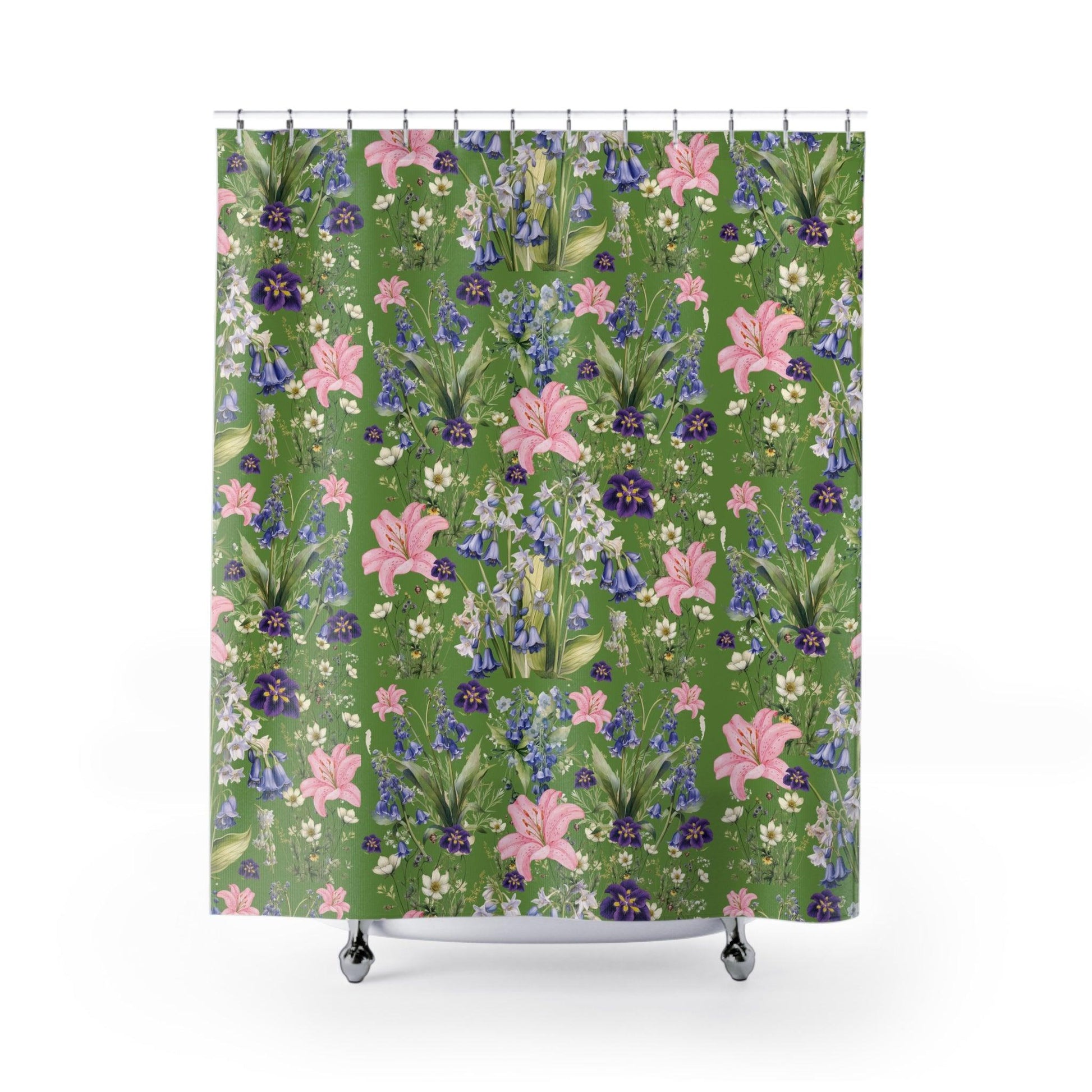 Green and Pink Shower Curtain Tropical Enchanting Floral Modern Bathroom Decor Bathroom Decor Housewarming New House Gift Newlywed Wedding Gift - MRSBYVALLE
