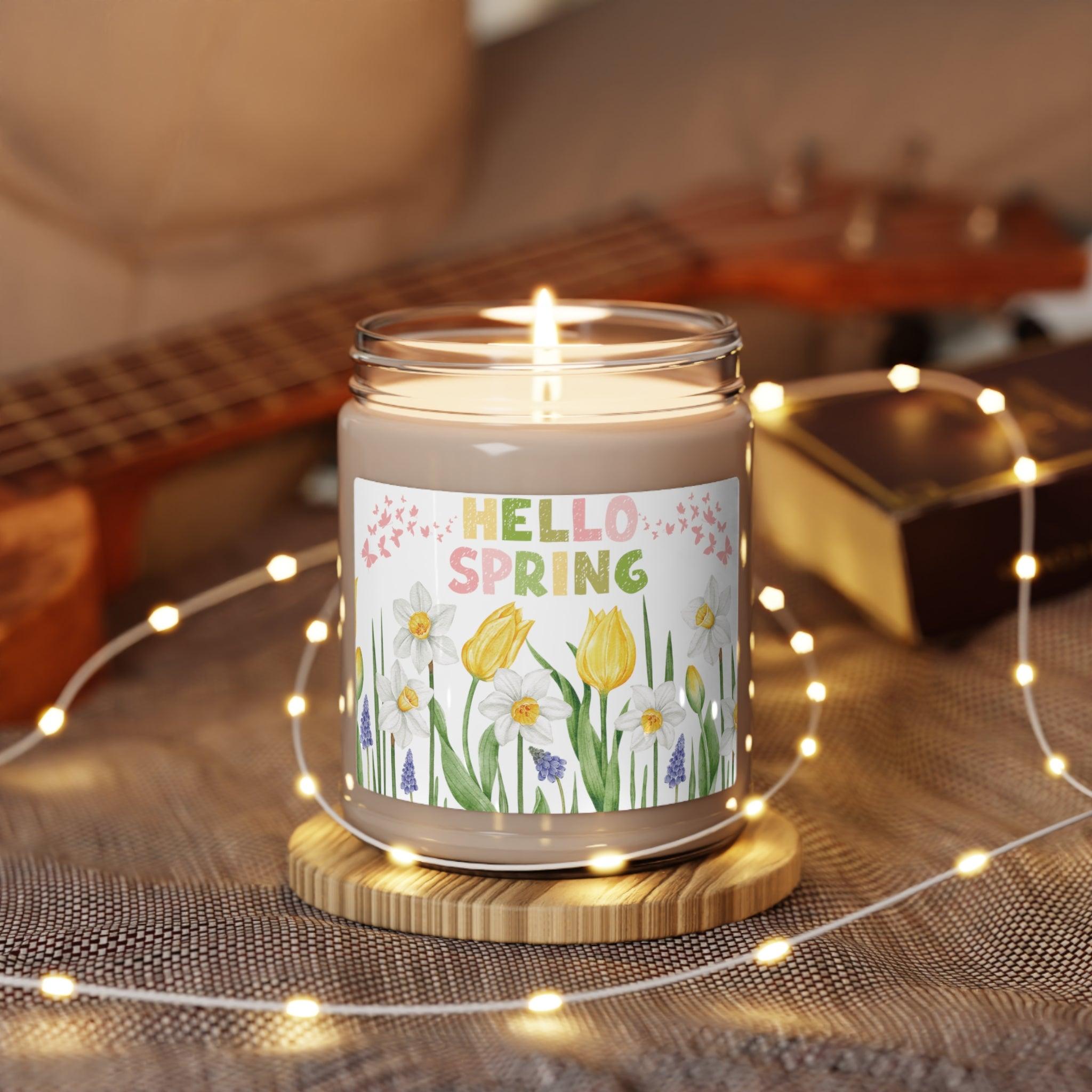 Hello Spring Fun Candle 9oz Perfect for Relaxation & Home Ambiance Scented Soy Candle, 9oz, Wedding, Bridal Shower, Mother's Day Gift - MRSBYVALLE