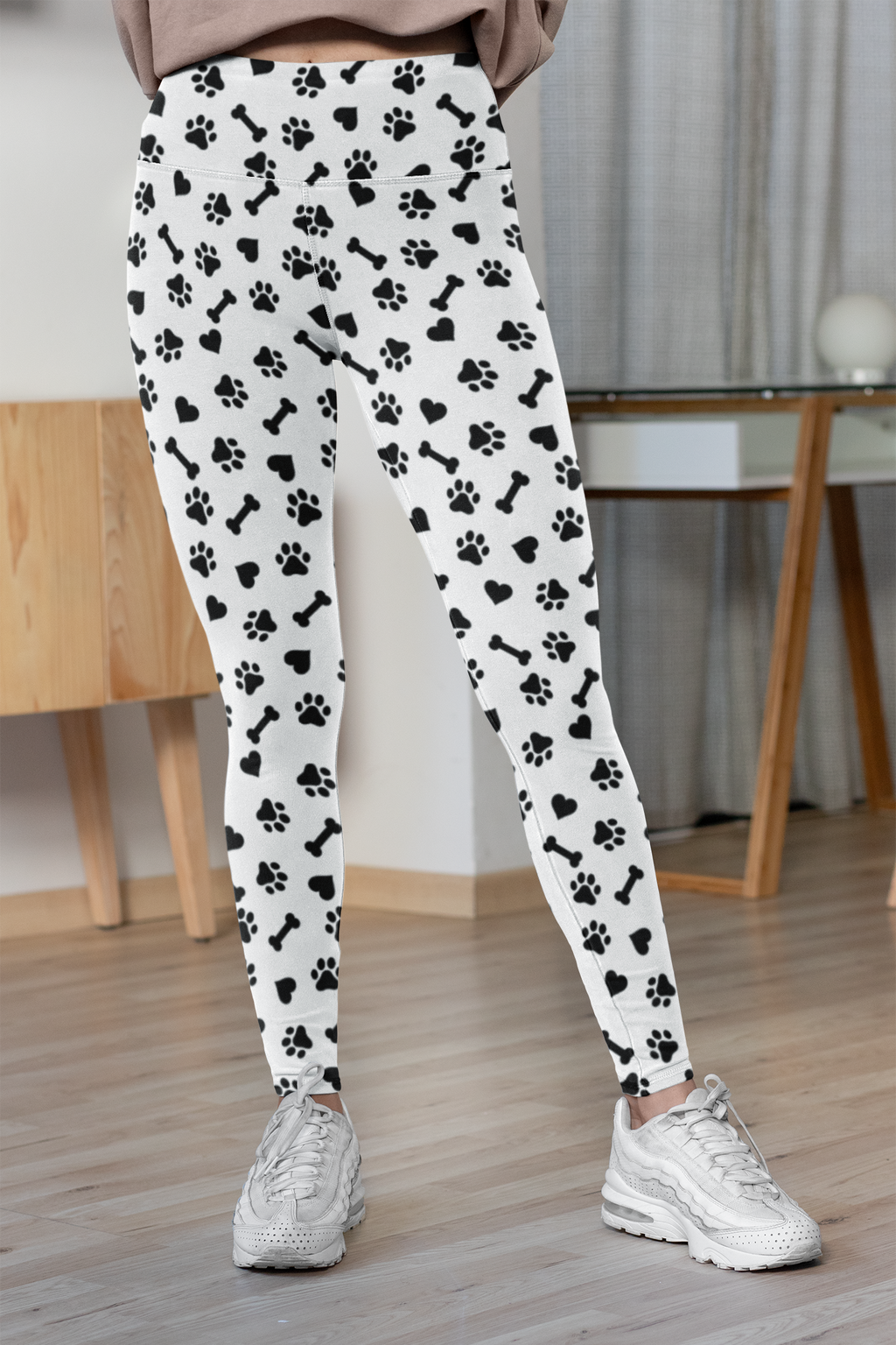 Comfy White Paw Print Women's Leggings Perfect Casual Pants for Everyday Wear, Yoga, and Lounging | Soft, Stylish, and Durable for Pet Lovers Perfect Gift Idea for Her – Available in Plus Sizes - MRSBYVALLE