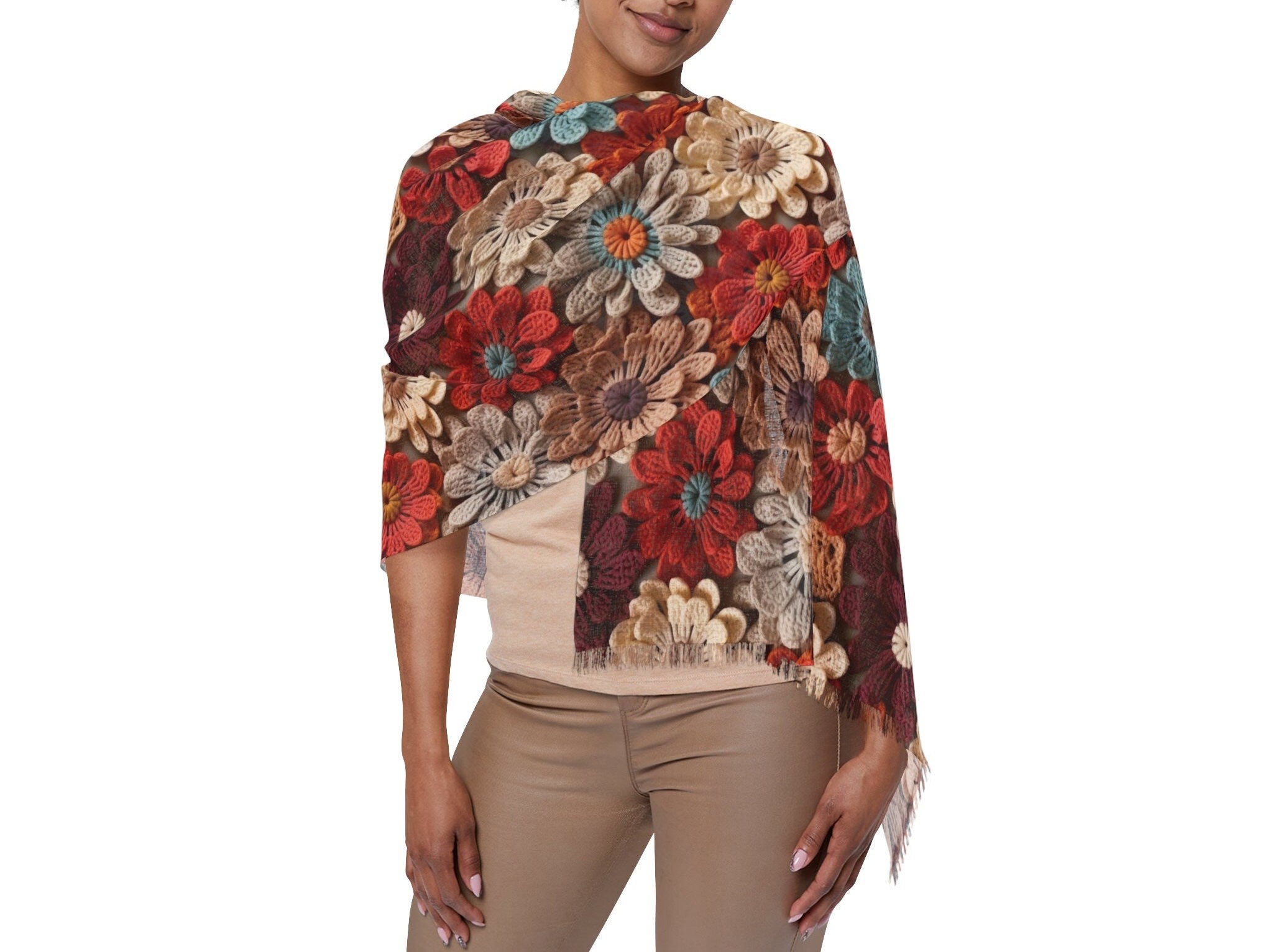 Blossom Elegance Lightweight Floral Scarf for All Seasons Crochet Design Blossom Breeze Delicate Floral Evening Shawl Lightweight Floral - MRSBYVALLE