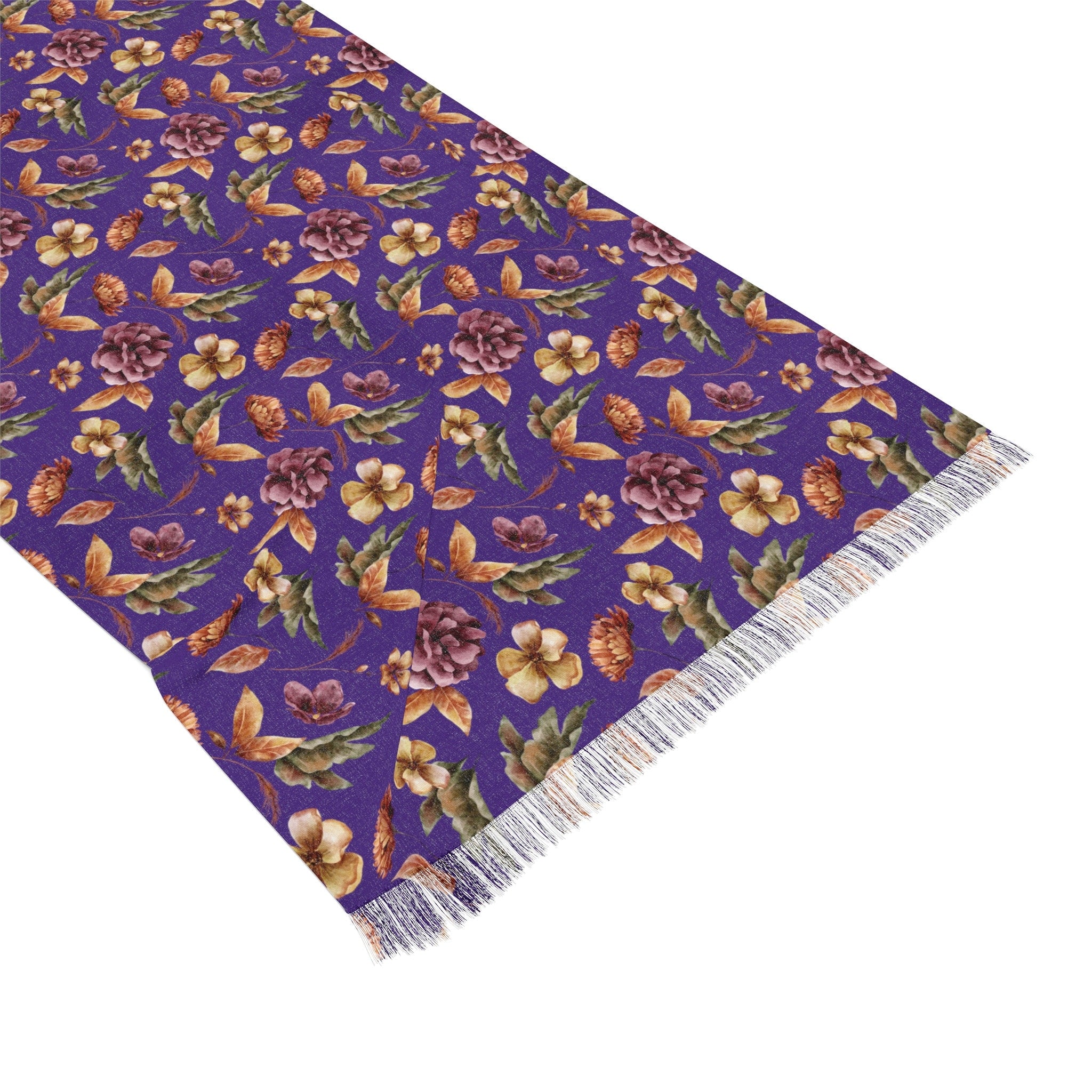 Purple and Orange Blossom Elegance Lightweight Floral Scarf for All Seasons Elegant Blossom Floral Evening Shawl Lightweight Floral - MRSBYVALLE