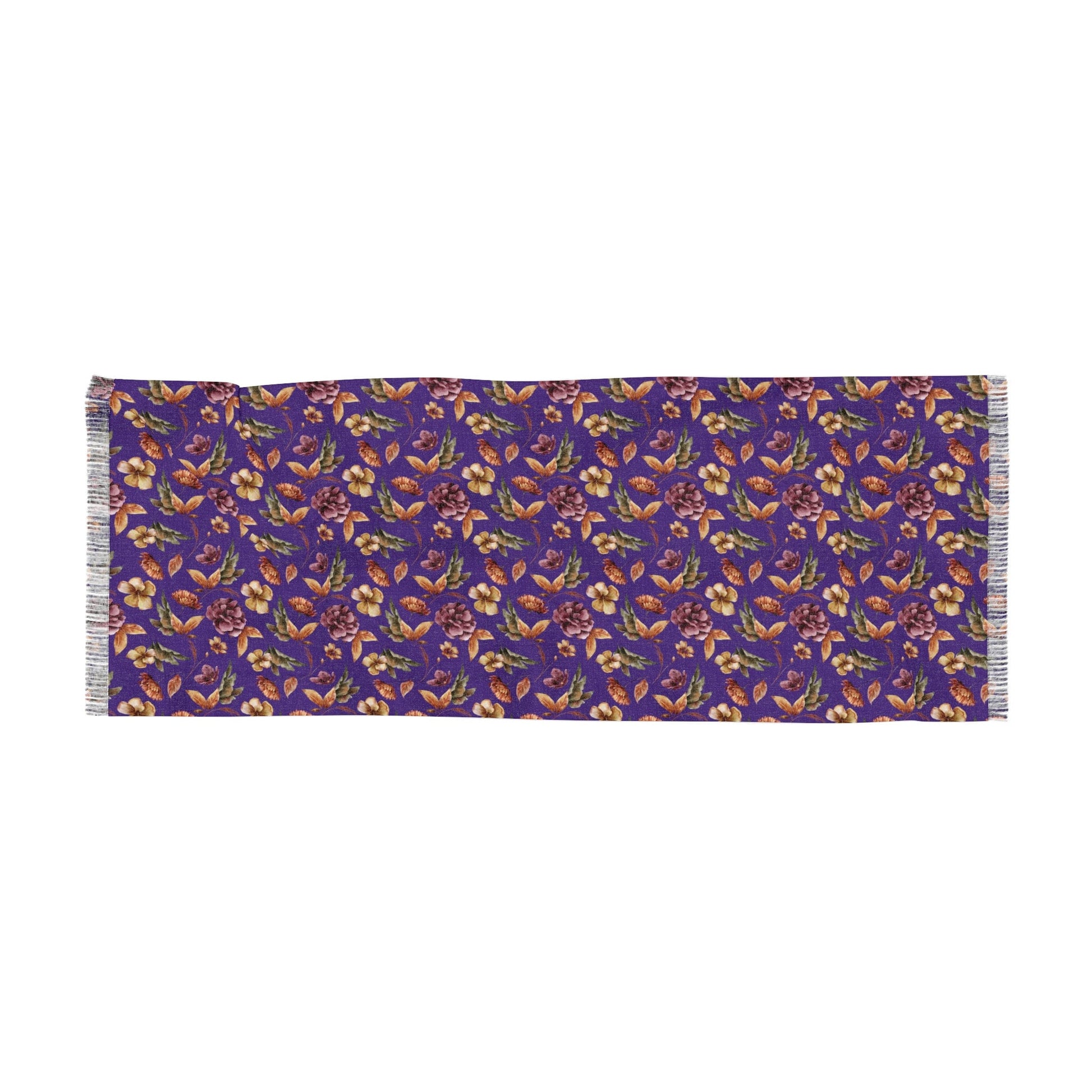 Purple and Orange Blossom Elegance Lightweight Floral Scarf for All Seasons Elegant Blossom Floral Evening Shawl Lightweight Floral - MRSBYVALLE