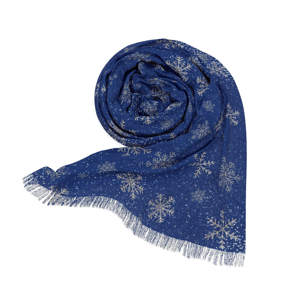 Midnight Frost Navy & Silver Snowflakes Scarf Lightweight Starry Snowfall Navy Silver Snowflakes Elegance Scarf All Seasons - MRSBYVALLE