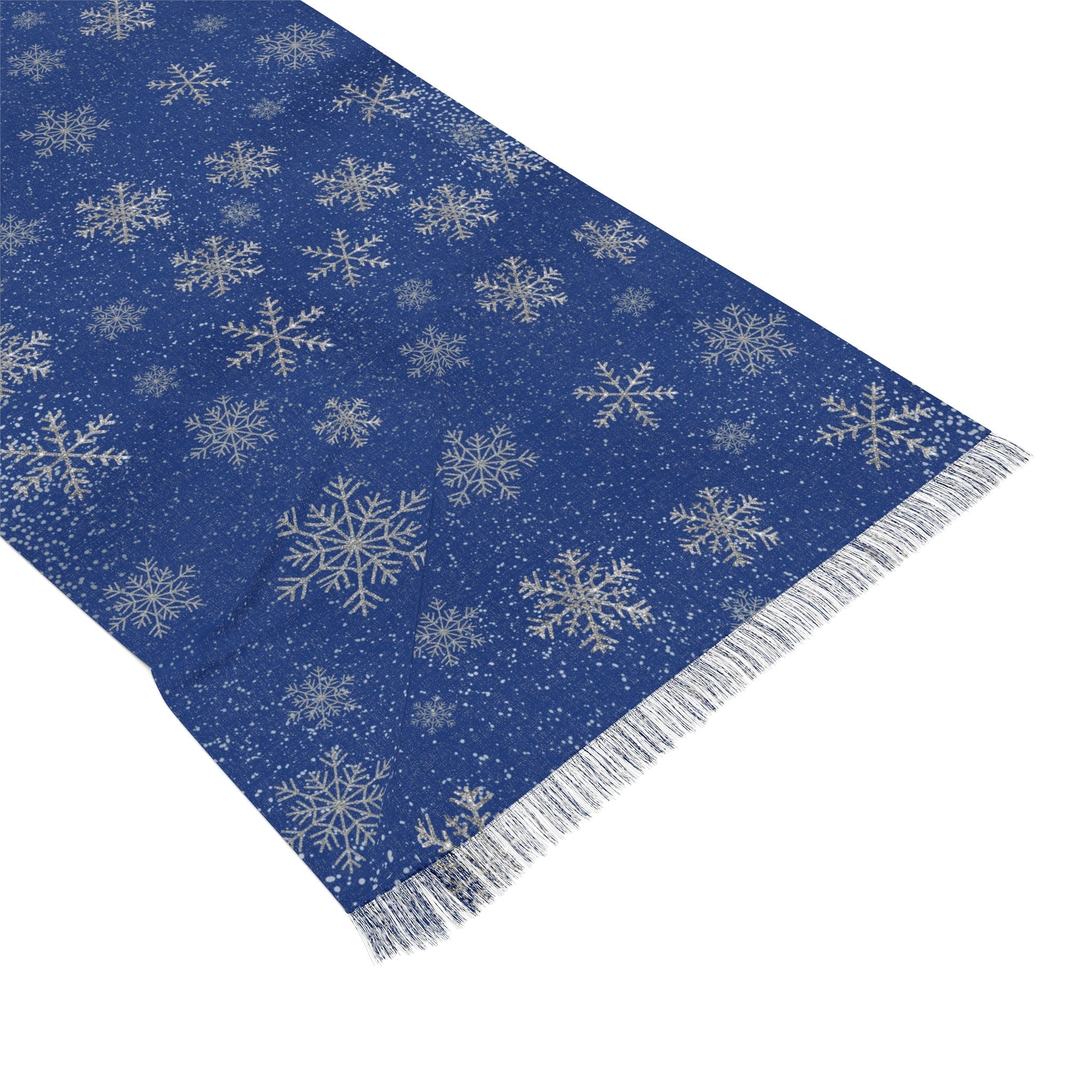 Midnight Frost Navy & Silver Snowflakes Scarf Lightweight Starry Snowfall Navy Silver Snowflakes Elegance Scarf All Seasons - MRSBYVALLE
