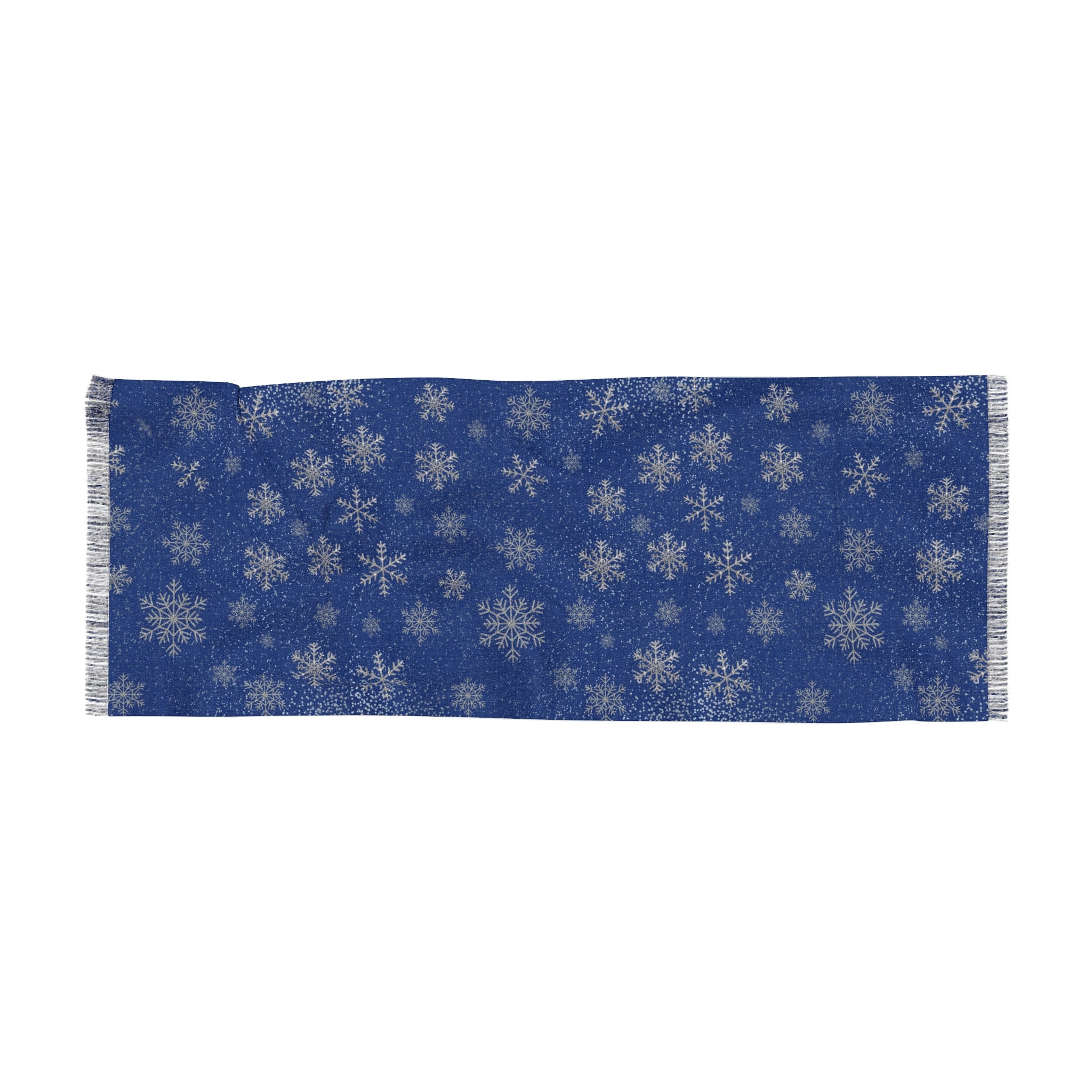 Midnight Frost Navy & Silver Snowflakes Scarf Lightweight Starry Snowfall Navy Silver Snowflakes Elegance Scarf All Seasons - MRSBYVALLE