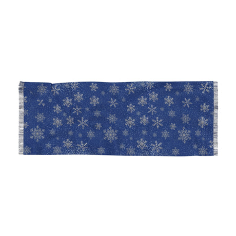Midnight Frost Navy & Silver Snowflakes Scarf Lightweight Starry Snowfall Navy Silver Snowflakes Elegance Scarf All Seasons - MRSBYVALLE
