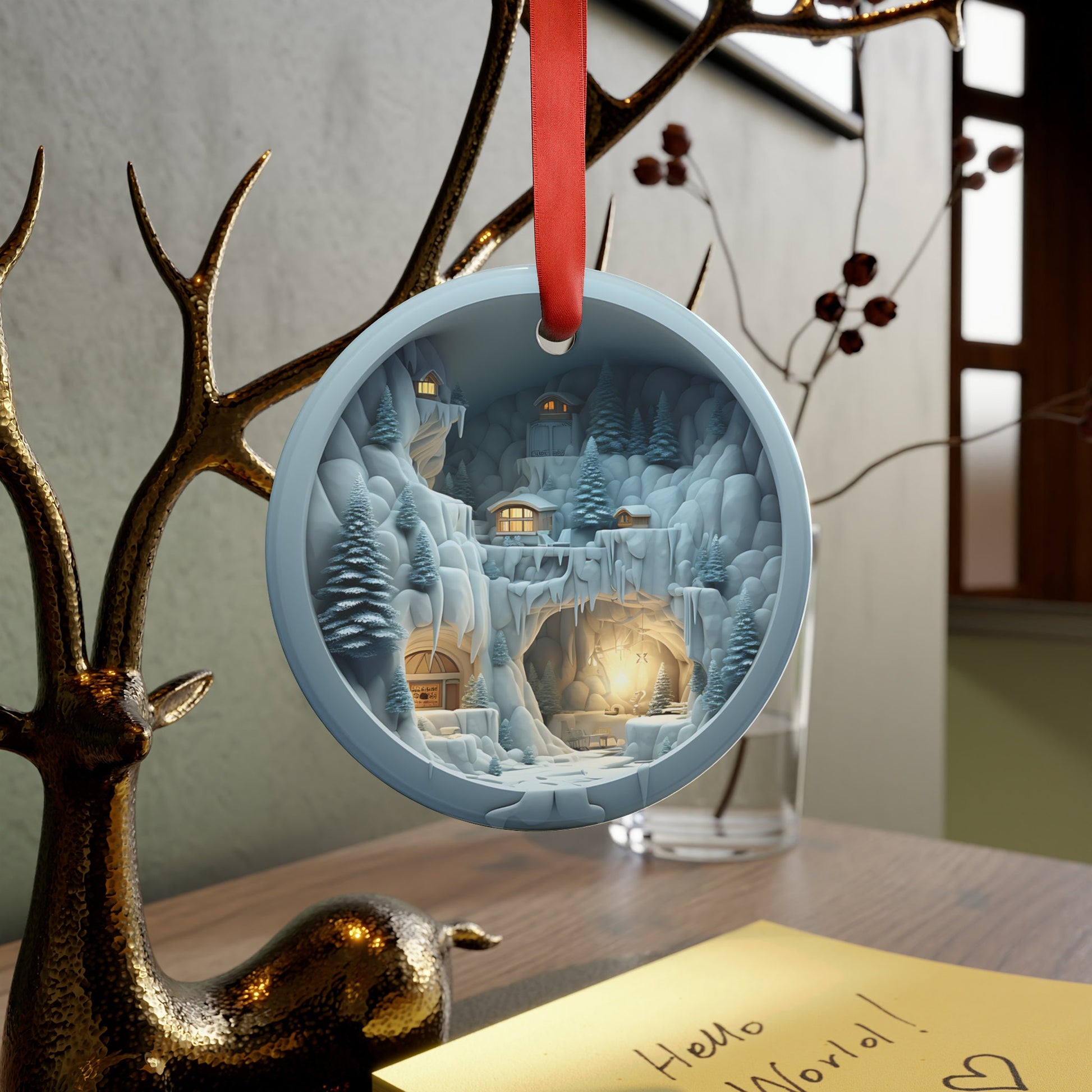 Blue Magical Christmas Village Faux Illusion 3D Ornament Acrylic Ornament  Your Holidays Discover our Homestead Home Decor Clients Gift - MRSBYVALLE