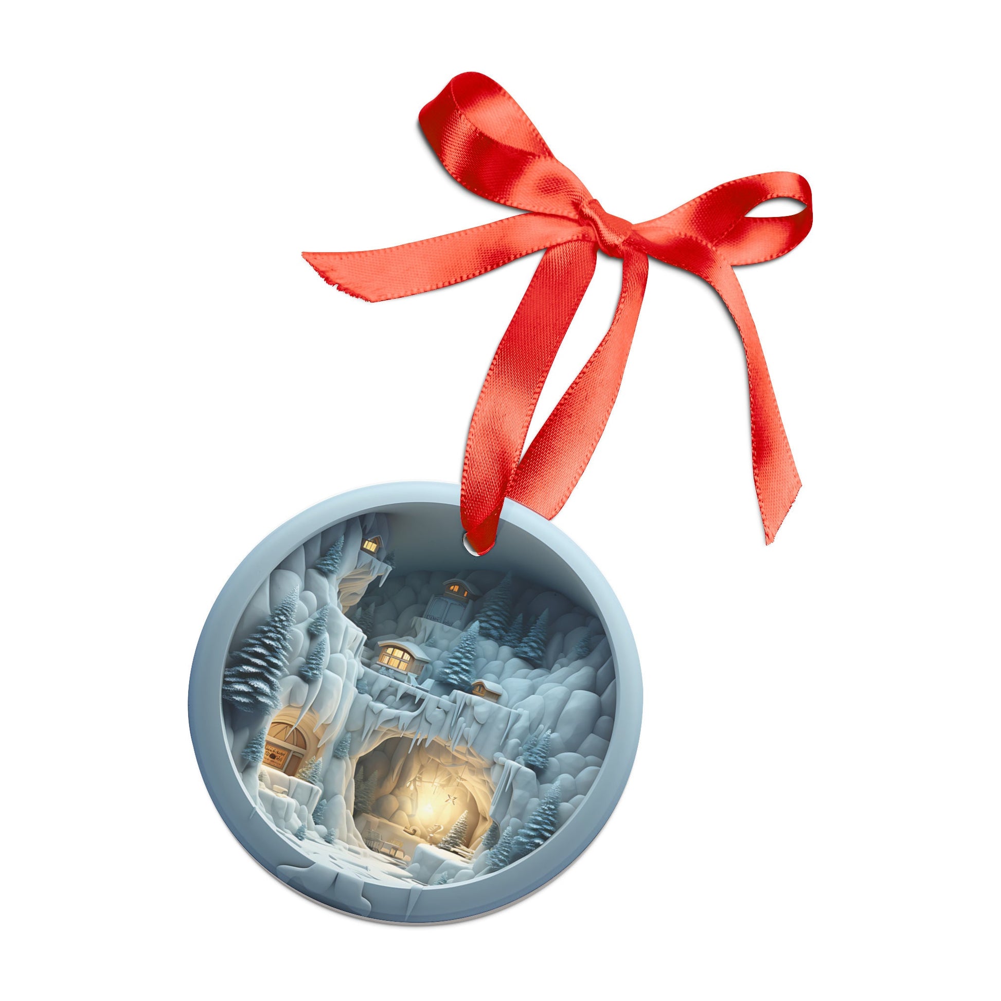 Blue Magical Christmas Village Faux Illusion 3D Ornament Acrylic Ornament  Your Holidays Discover our Homestead Home Decor Clients Gift - MRSBYVALLE