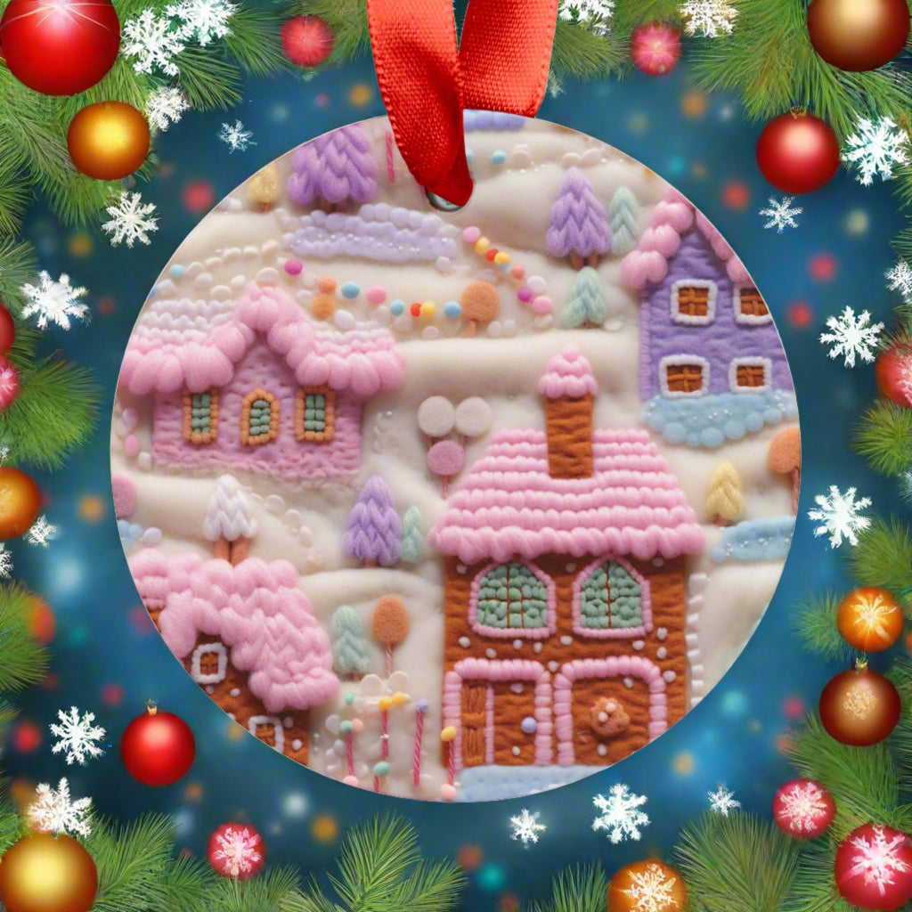 Pink Gingerbread House 3D Puff Illusion Christmas Ornament Elegance in the Holidays Discover our Homestead Home Decor Clients Gift - MRSBYVALLE