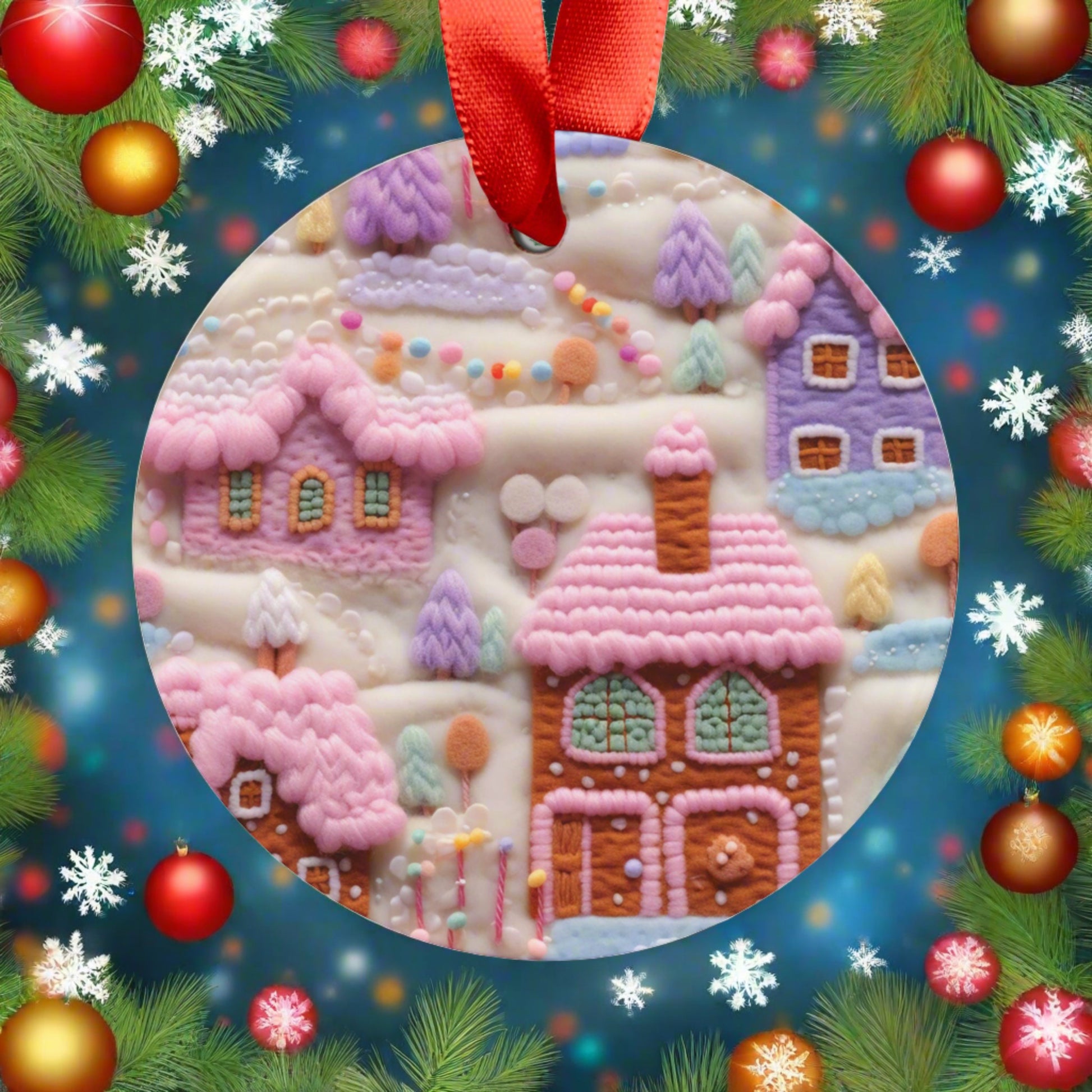 Pink Gingerbread House 3D Puff Illusion Christmas Ornament Elegance in the Holidays Discover our Homestead Home Decor Clients Gift - MRSBYVALLE