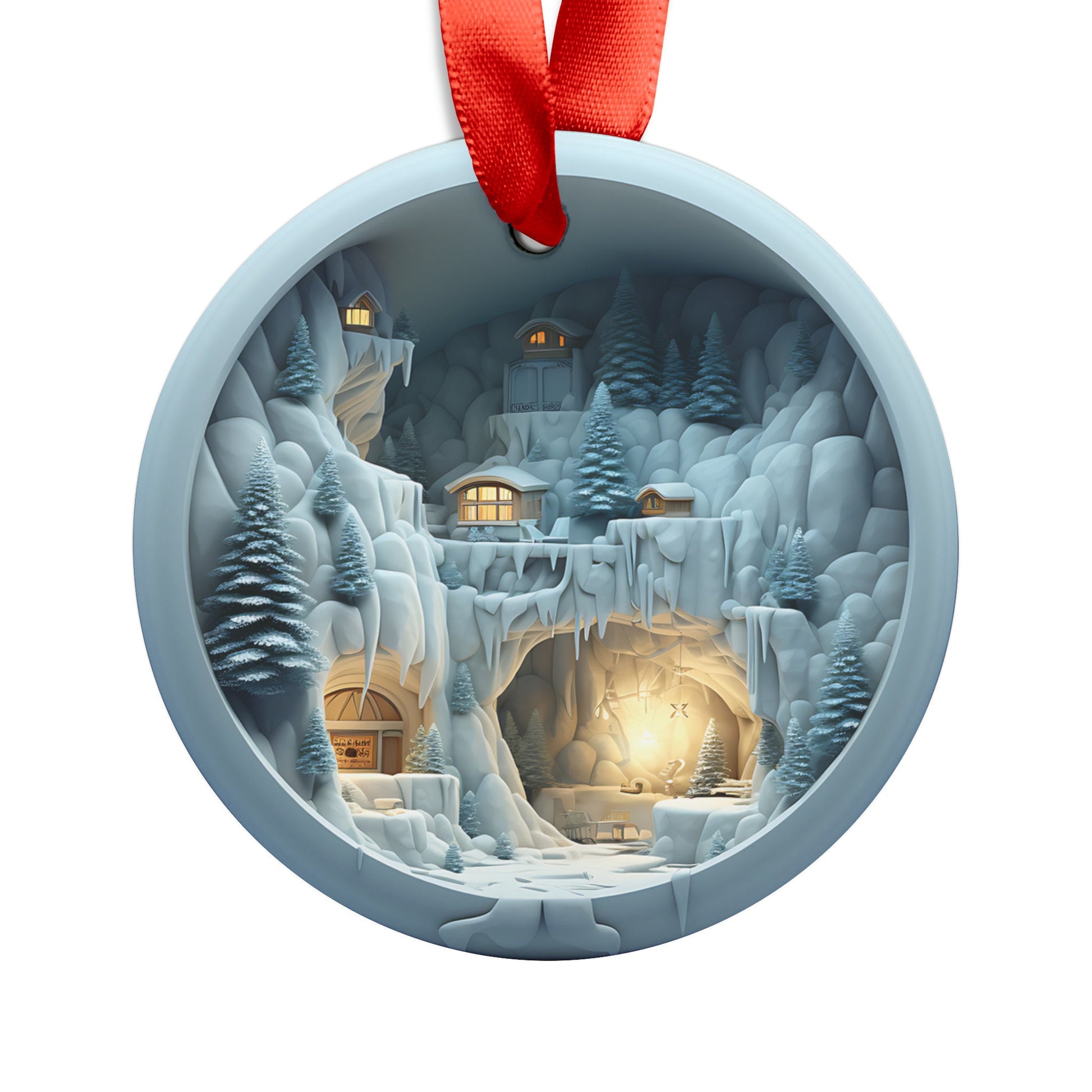 Blue Magical Christmas Village Faux Illusion 3D Ornament Acrylic Ornament  Your Holidays Discover our Homestead Home Decor Clients Gift - MRSBYVALLE