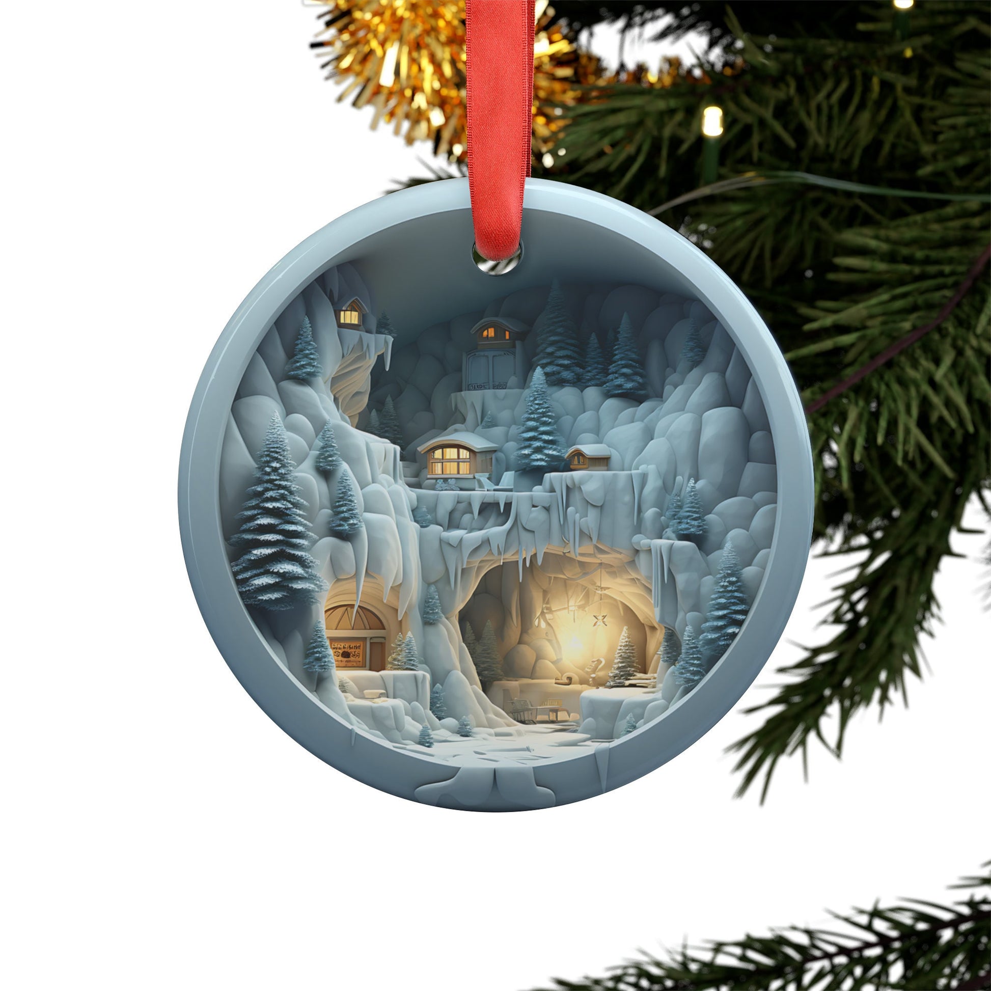 Blue Magical Christmas Village Faux Illusion 3D Ornament Acrylic Ornament  Your Holidays Discover our Homestead Home Decor Clients Gift - MRSBYVALLE