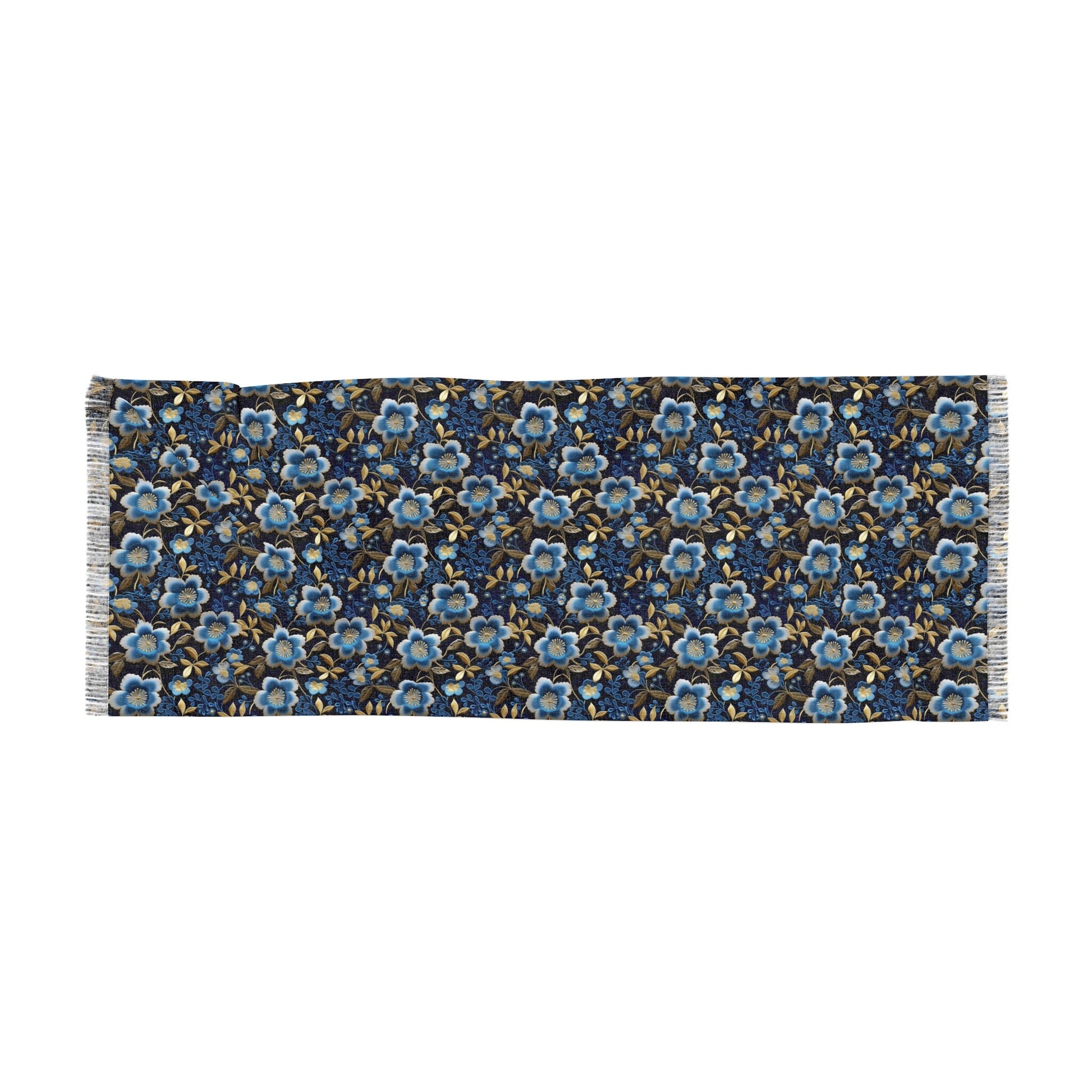 Elegant Navy and Gold Floral Scarf Lightweight Elegant Navy Gold Floral Timeless Fashion Accessory Perfect for Party, Wedding all occasion - MRSBYVALLE