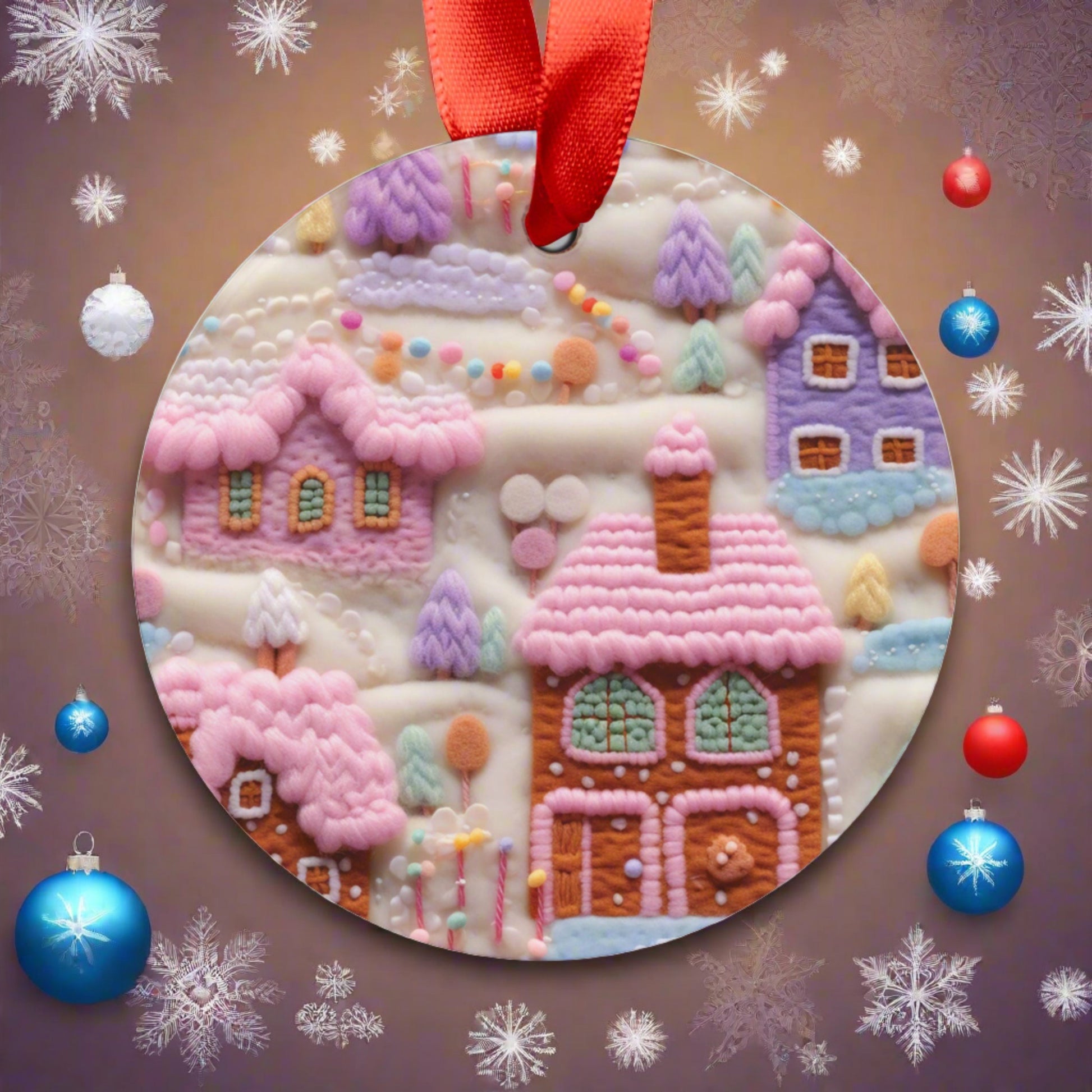 Pink Gingerbread House 3D Puff Illusion Christmas Ornament Elegance in the Holidays Discover our Homestead Home Decor Clients Gift - MRSBYVALLE