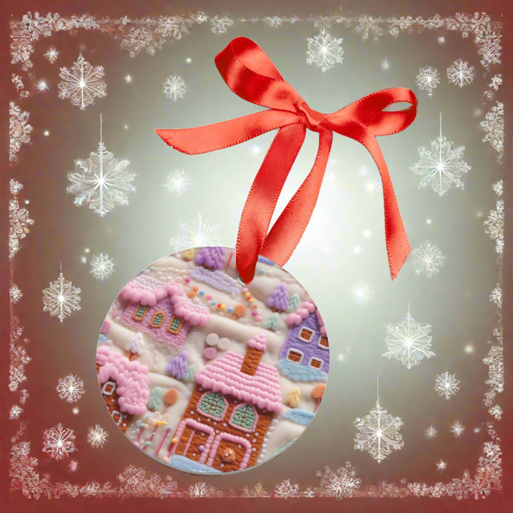 Pink Gingerbread House 3D Puff Illusion Christmas Ornament Elegance in the Holidays Discover our Homestead Home Decor Clients Gift - MRSBYVALLE