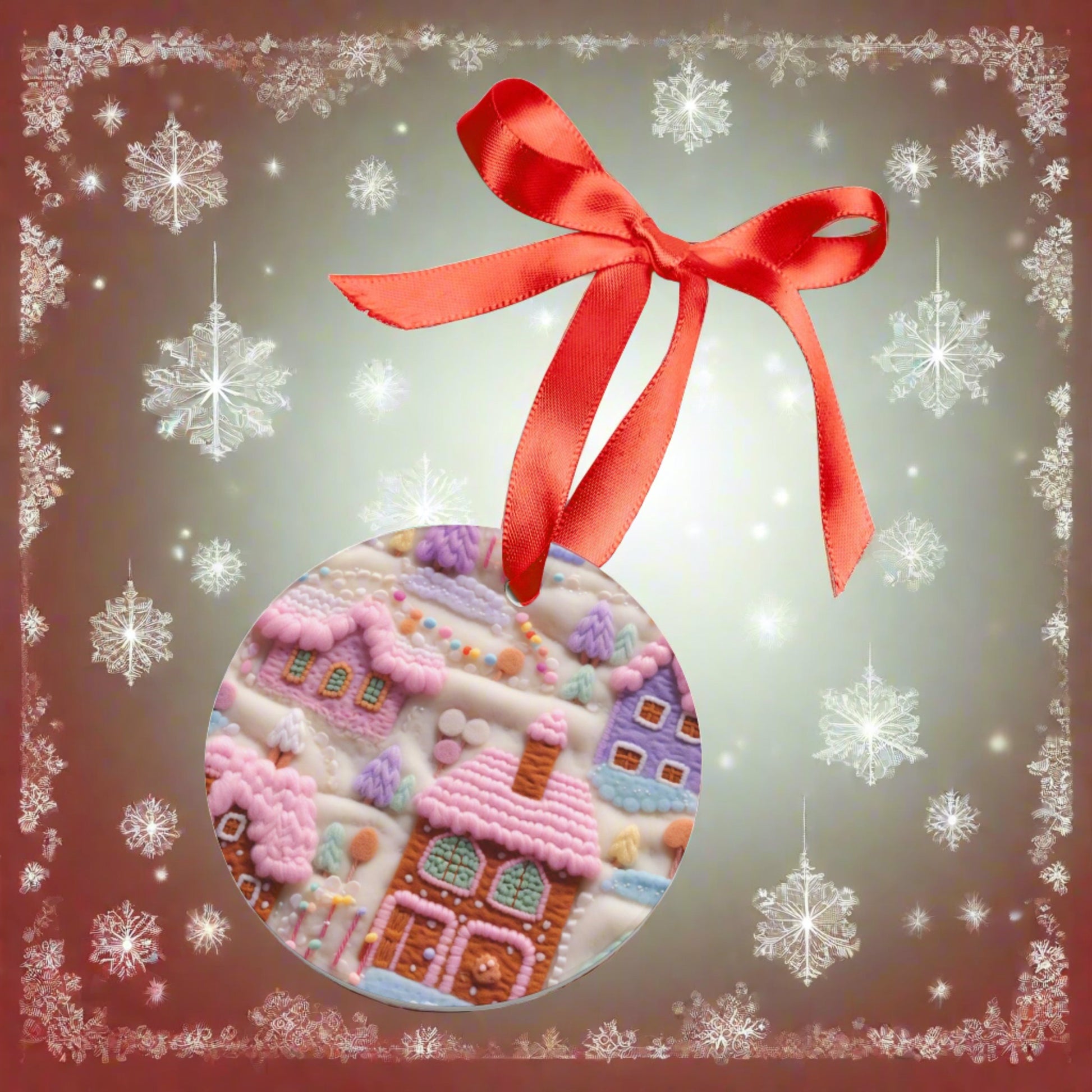 Pink Gingerbread House 3D Puff Illusion Christmas Ornament Elegance in the Holidays Discover our Homestead Home Decor Clients Gift - MRSBYVALLE
