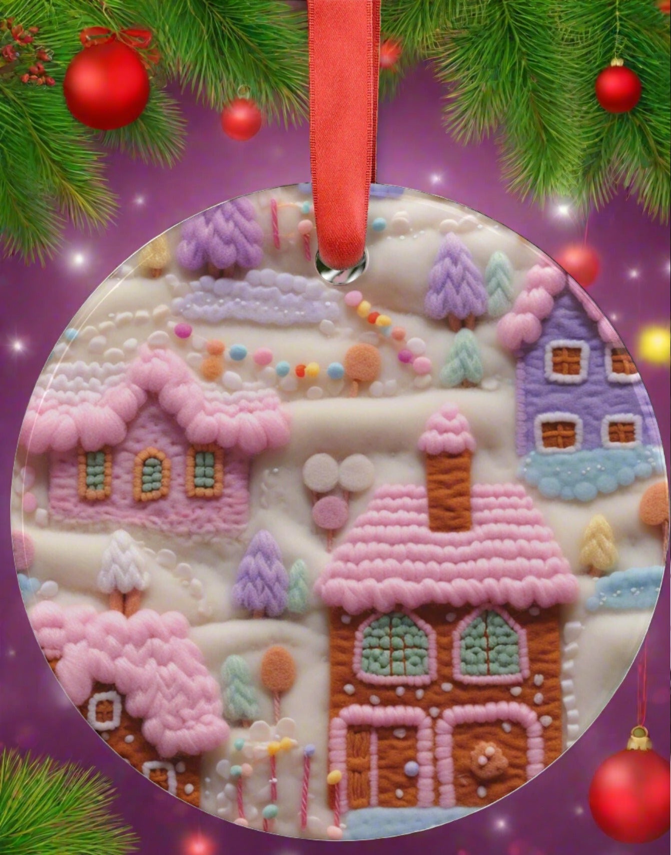 Pink Gingerbread House 3D Puff Illusion Christmas Ornament Elegance in the Holidays Discover our Homestead Home Decor Clients Gift - MRSBYVALLE