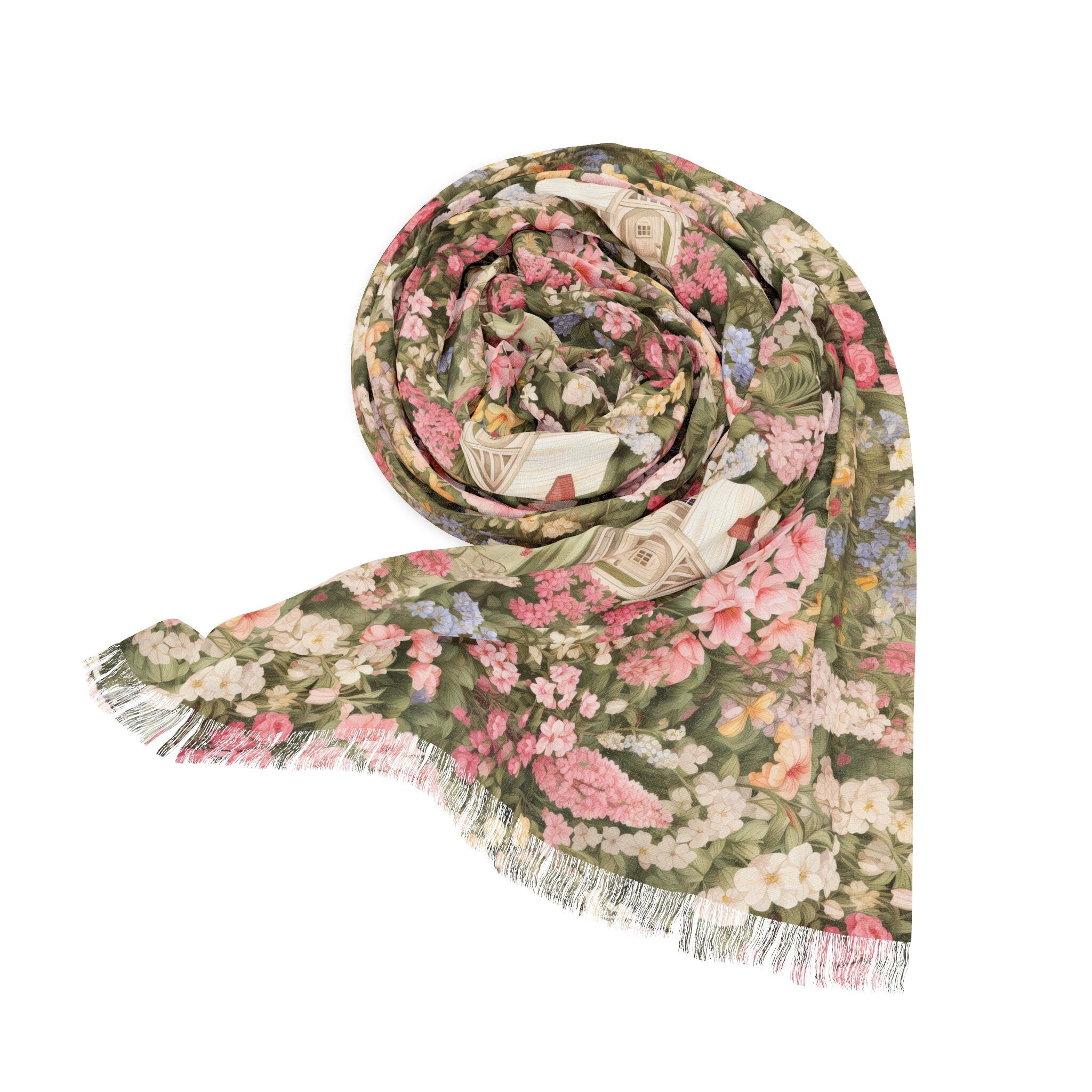 Charming Vintage Cottage Pink Scarf A Timeless Fashion Accessory Lightweight Elegant Timeless Perfect for Party, Wedding all occasion - MRSBYVALLE