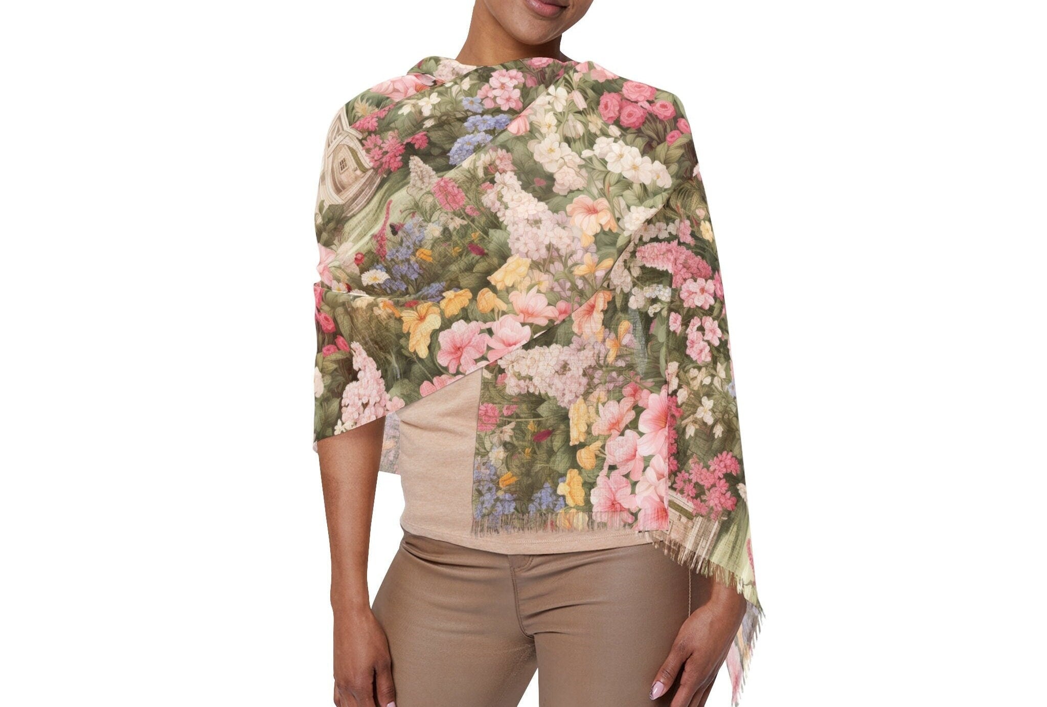 Charming Vintage Cottage Pink Scarf A Timeless Fashion Accessory Lightweight Elegant Timeless Perfect for Party, Wedding all occasion - MRSBYVALLE