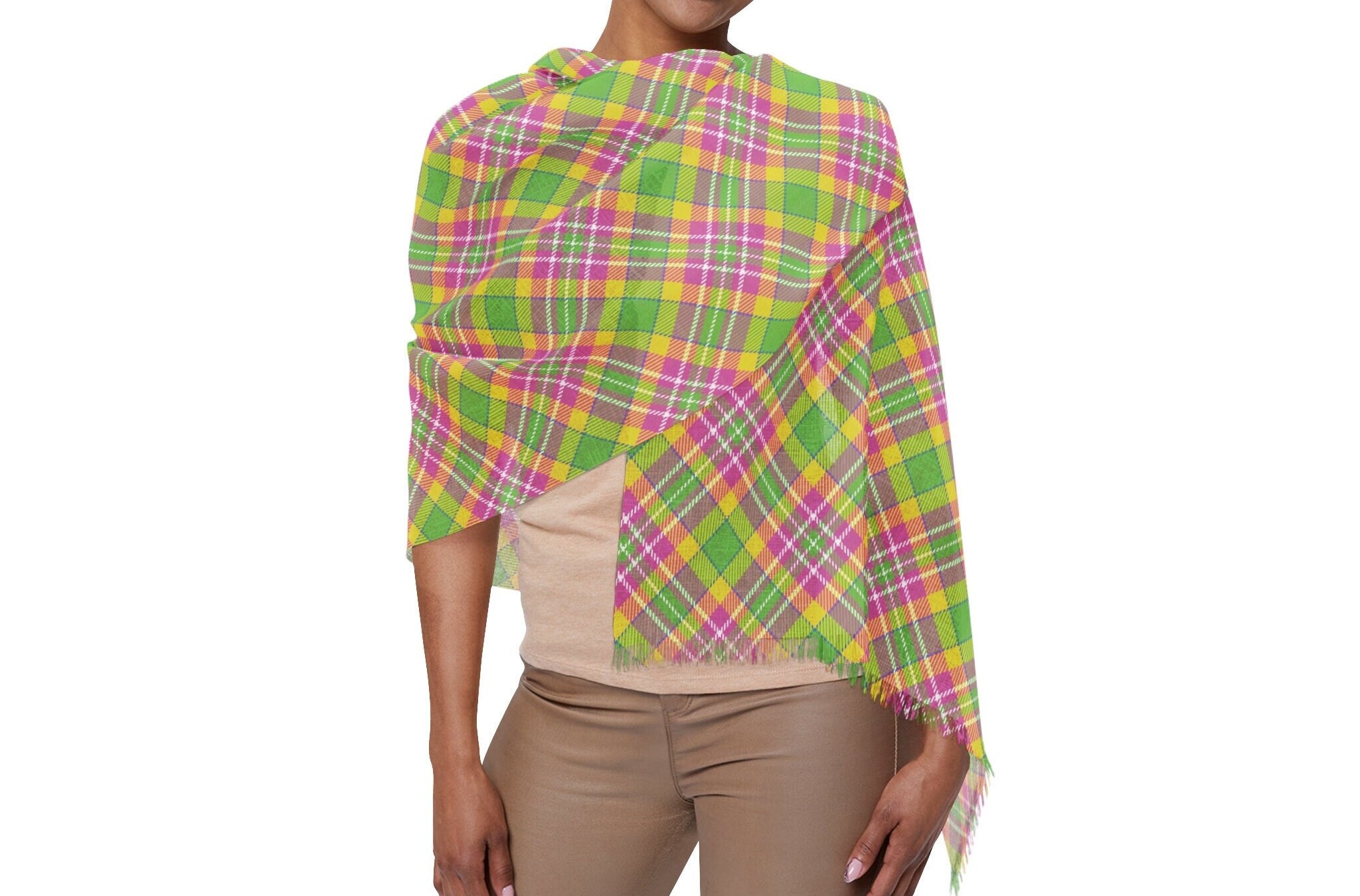 Pink and Mint Green Pastel Charming Scarf A Timeless Fashion Lightweight Elegant Versatile in Soft Colors for Party, Wedding all occasion - MRSBYVALLE