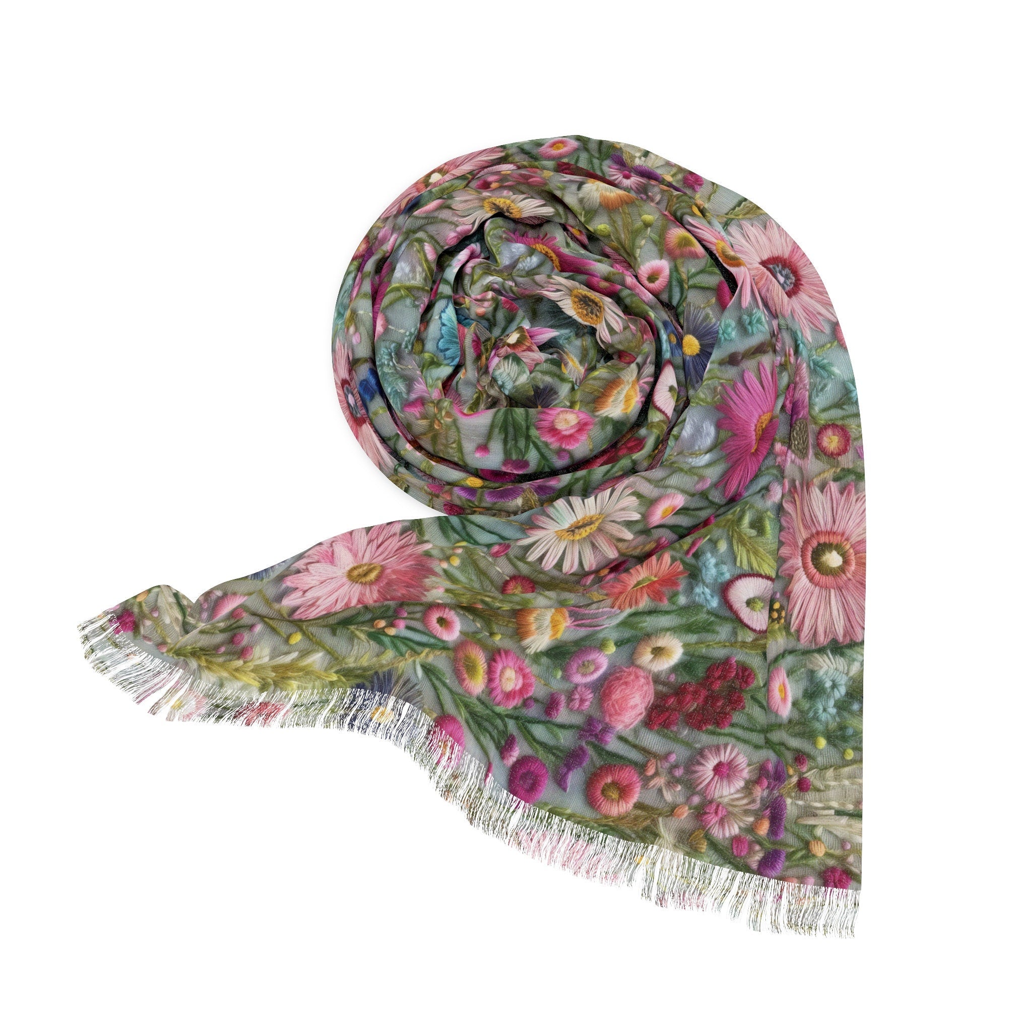 Pastel Floral Lightweight Scarf Elegant and Airy, Perfect for All Seasons, Fashion Accessory for All Seasons, Wedding, Anniversary - MRSBYVALLE