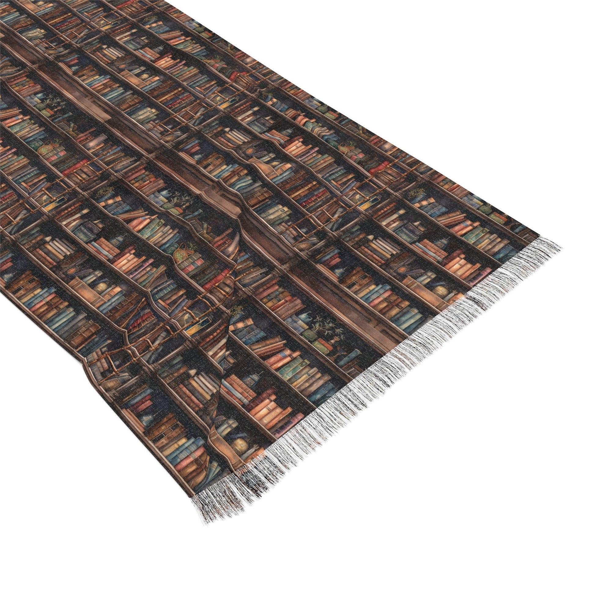 Stylish Bookshelf with Books Print Scarf, 27x73 Inches Lightweight and Fashionable Accessory for Book Lovers, Book Club All season - MRSBYVALLE