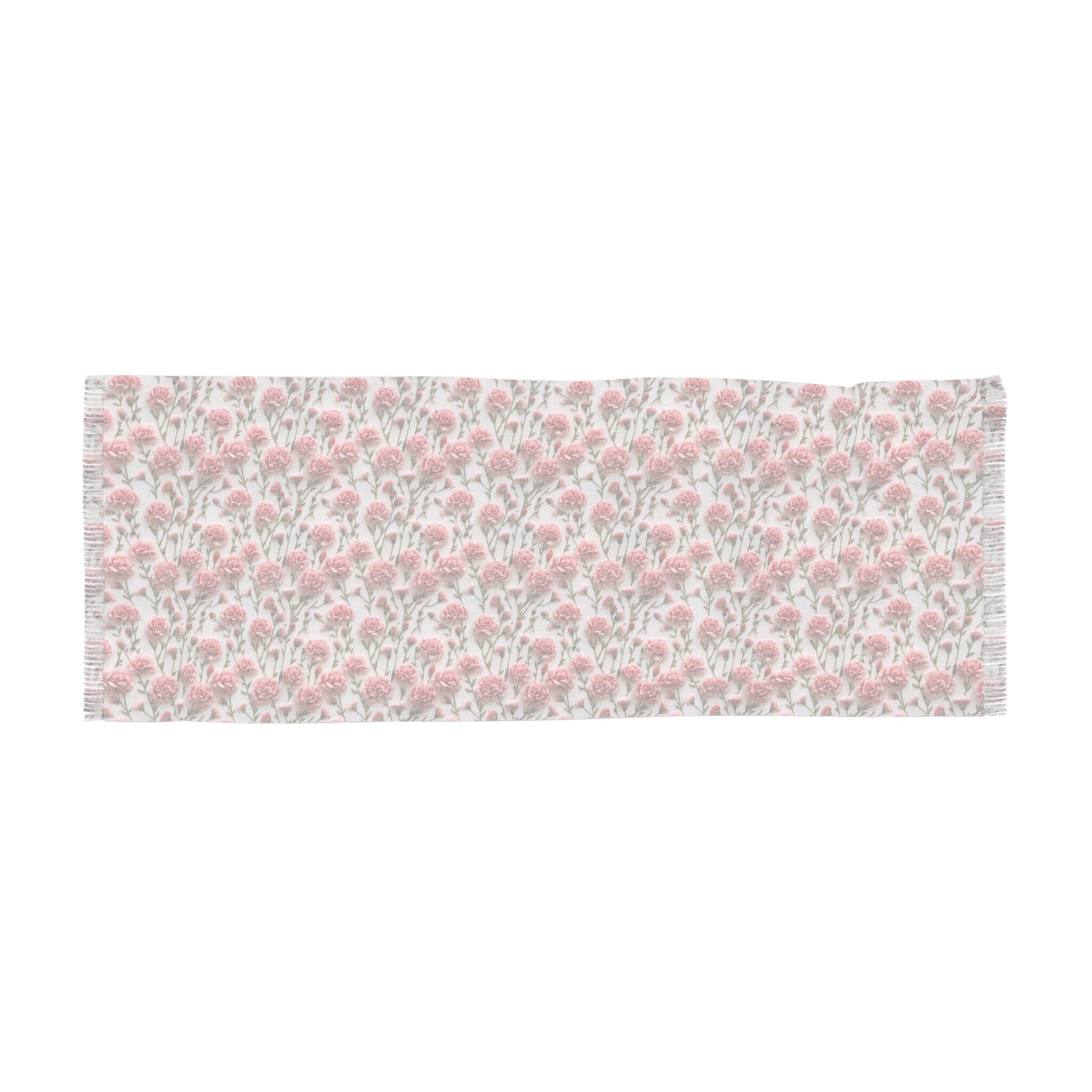 Graceful Pink Carnations Print Scarf 27x73 Inches of Lightweight Elegance and Fashionable Accessory for Wedding, Party, Anniversary - MRSBYVALLE