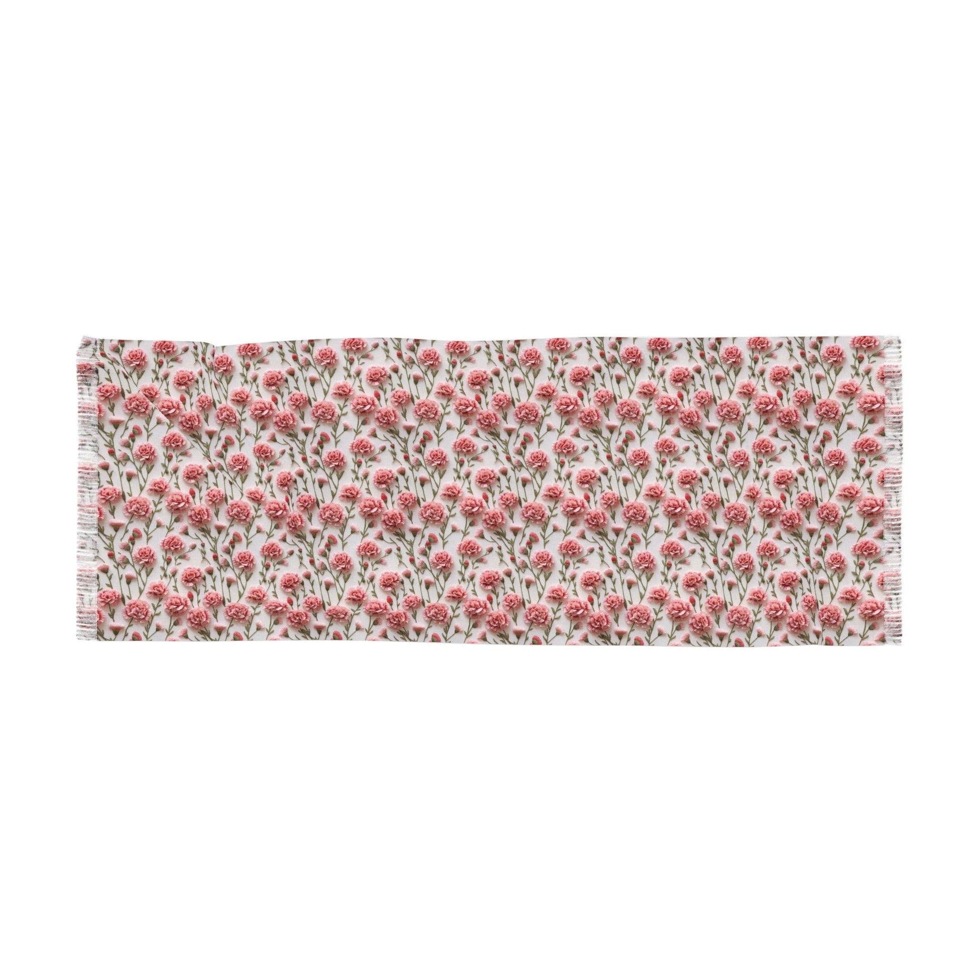 Graceful Pink Carnations Print Scarf 27x73 Inches of Lightweight Elegance and Fashionable Accessory for Wedding, Party, Anniversary - MRSBYVALLE