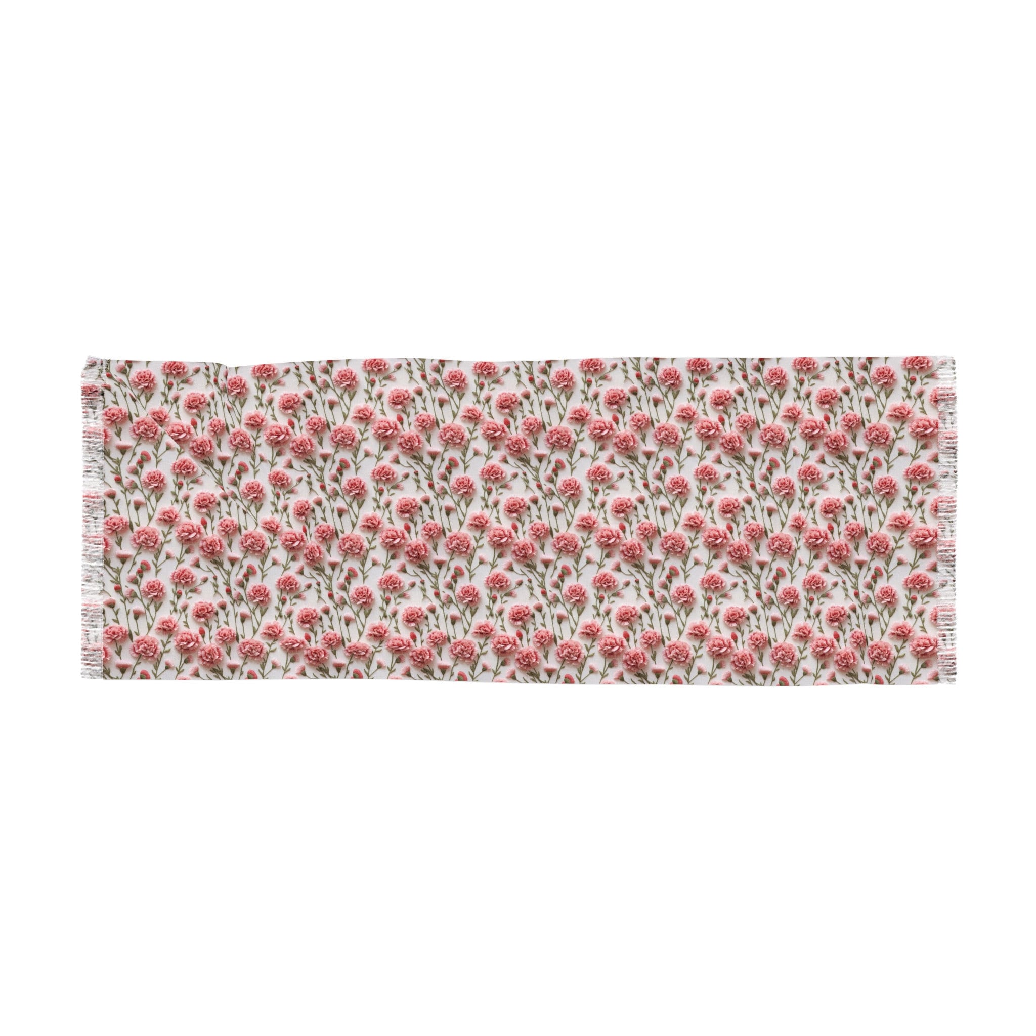 Graceful Pink Carnations Print Scarf 27x73 Inches of Lightweight Elegance and Fashionable Accessory for Wedding, Party, Anniversary - MRSBYVALLE