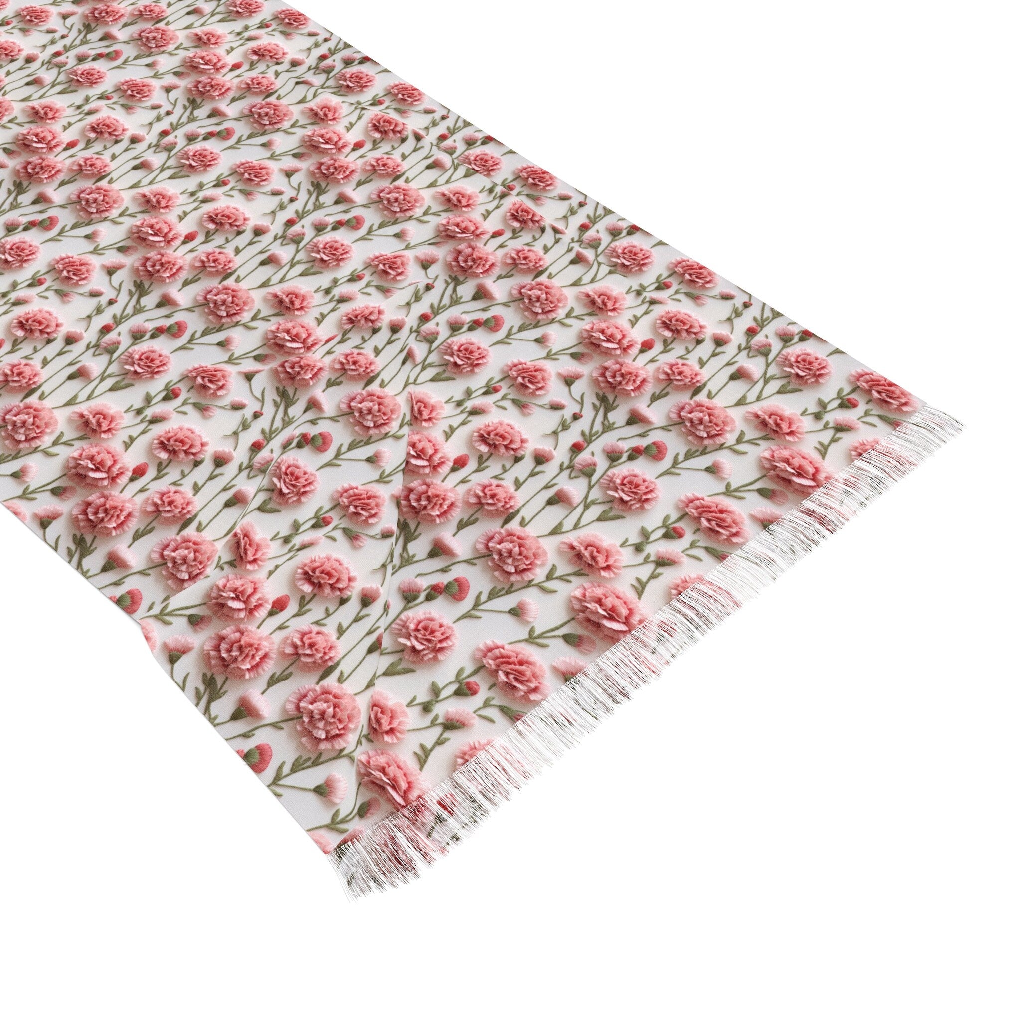 Graceful Pink Carnations Print Scarf 27x73 Inches of Lightweight Elegance and Fashionable Accessory for Wedding, Party, Anniversary - MRSBYVALLE