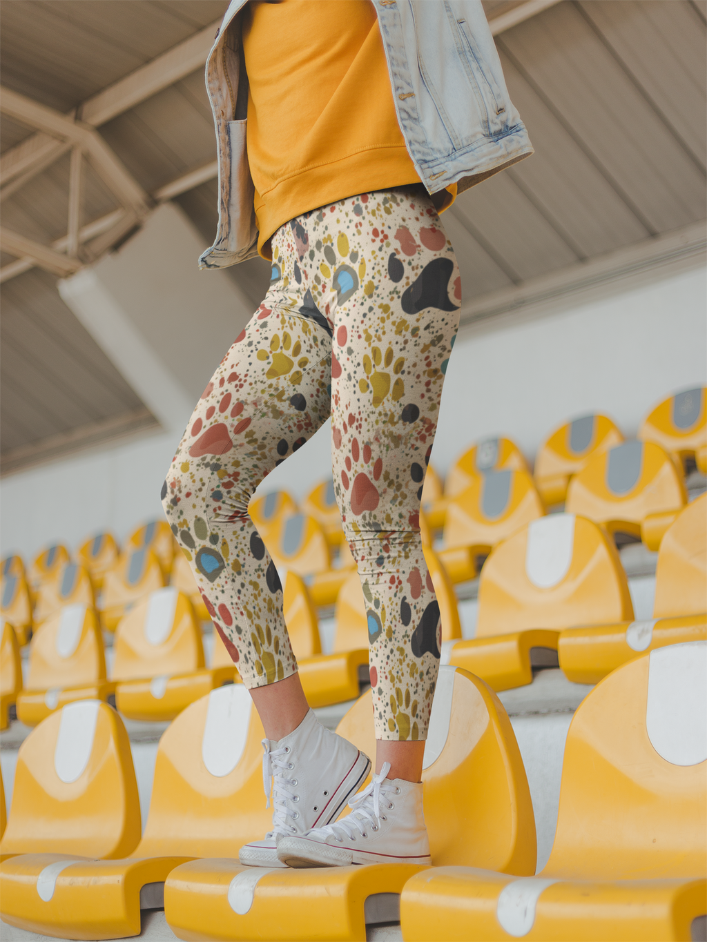Dog Paws Splatter Pattern Leggings Stylish & Comfy Women's Pants for Everyday Wear, Yoga, or Lounging | Soft, Stretchy, and Perfect for Pet Lovers  Available in Plus Sizes - MRSBYVALLE