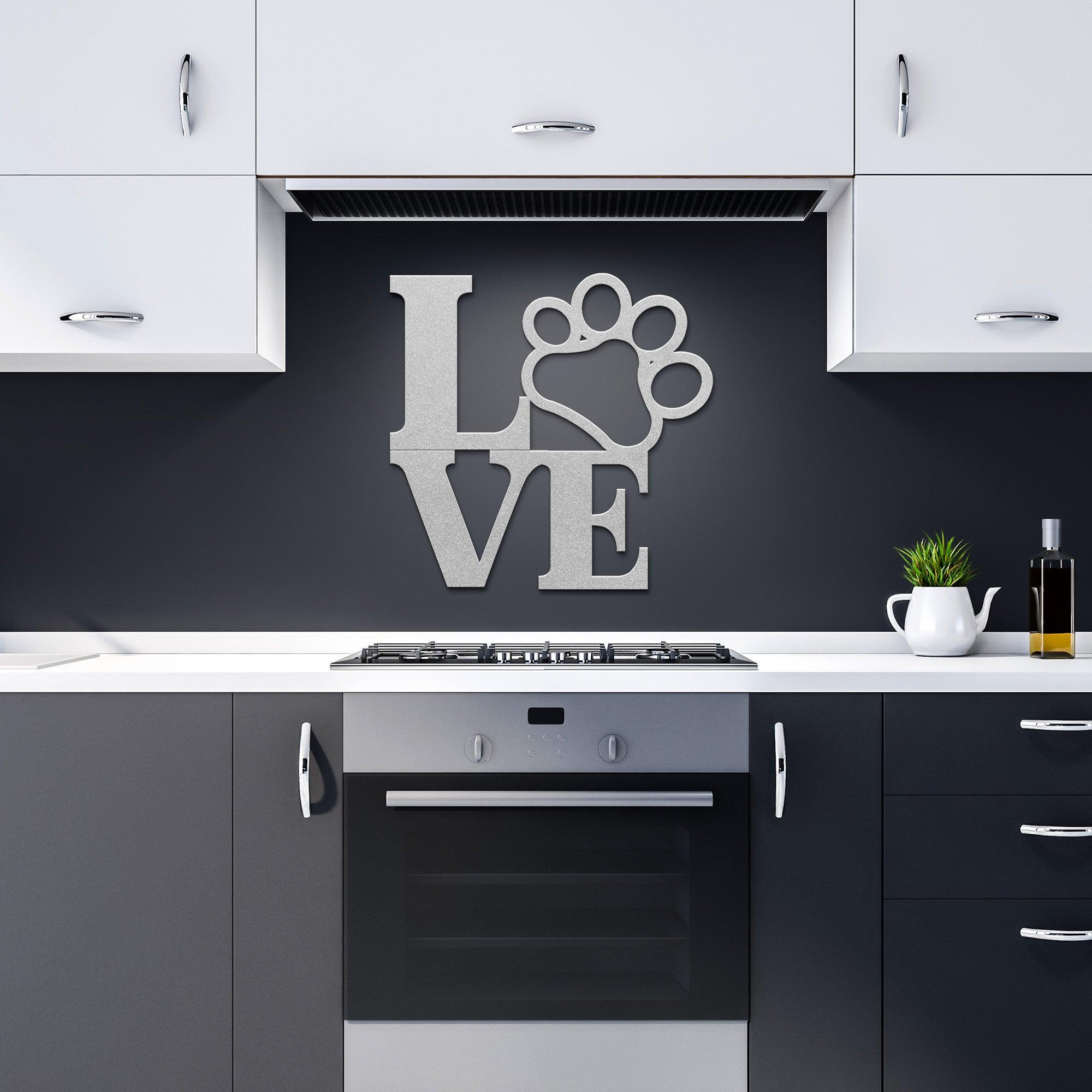 Love and Paw Print Metal Sign Cherish Your Love A Heartwarming Addition to Your Home Decor, Ideal for Pet Lovers Perfect Home Decor Accent for Pet Lovers - MRSBYVALLE