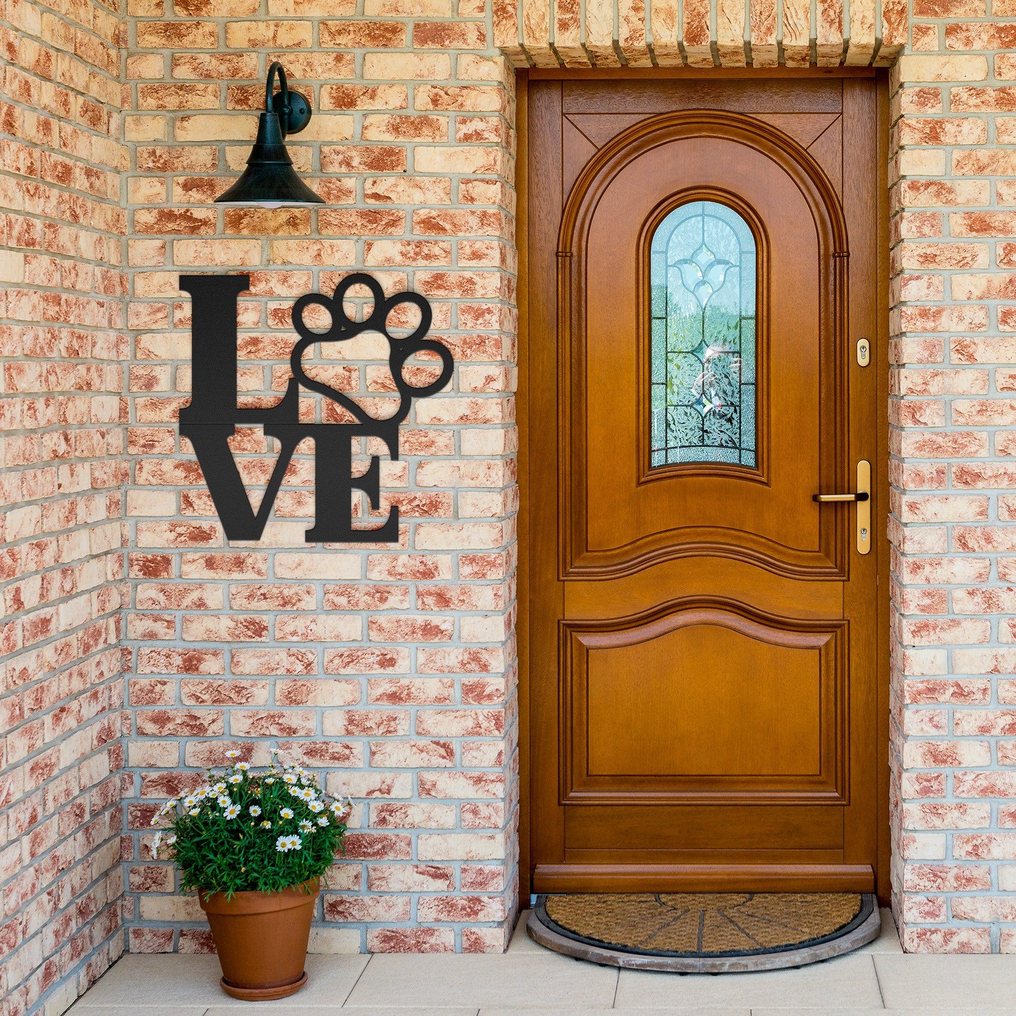 Love and Paw Print Metal Sign Cherish Your Love A Heartwarming Addition to Your Home Decor, Ideal for Pet Lovers Perfect Home Decor Accent for Pet Lovers - MRSBYVALLE