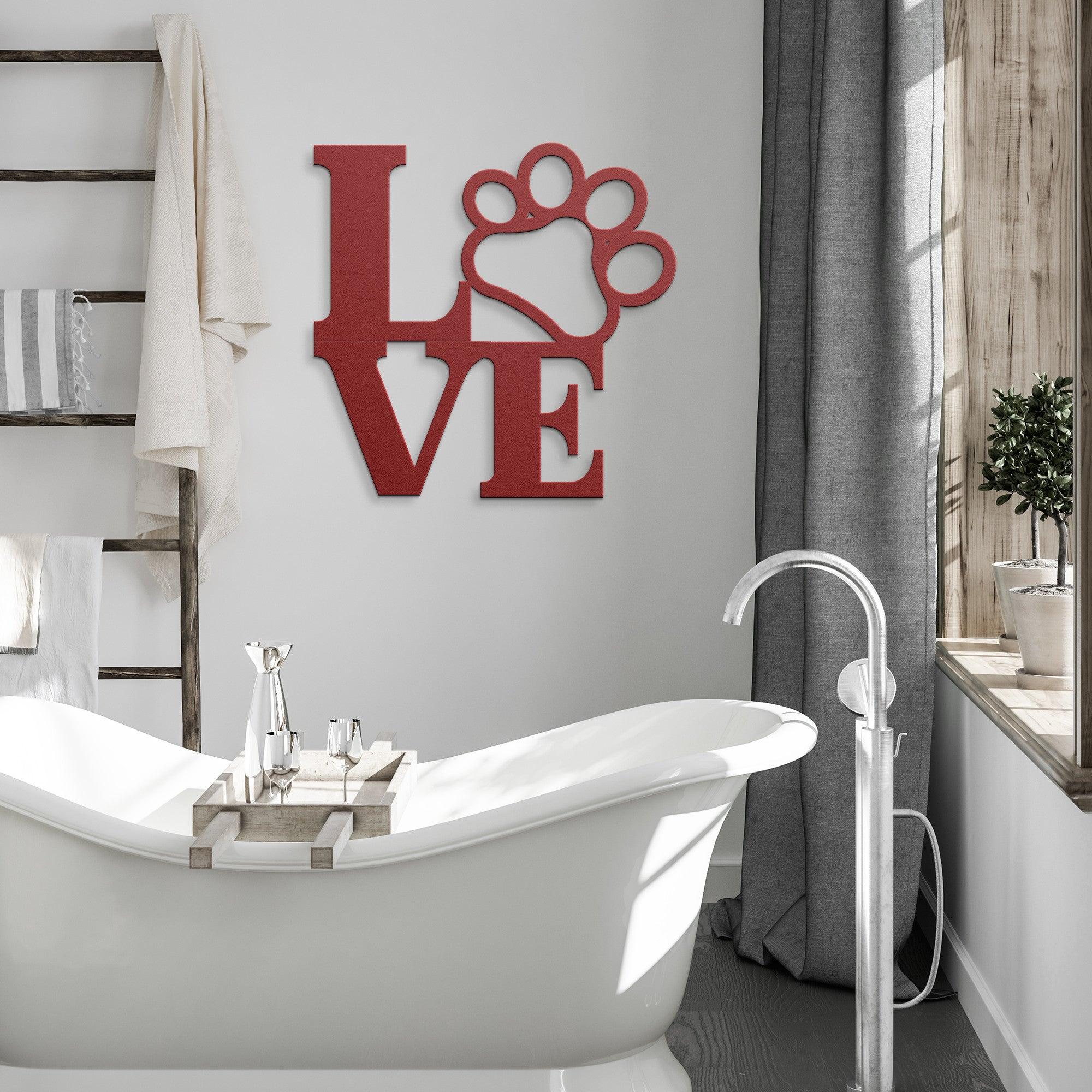 Love and Paw Print Metal Sign Cherish Your Love A Heartwarming Addition to Your Home Decor, Ideal for Pet Lovers Perfect Home Decor Accent for Pet Lovers - MRSBYVALLE