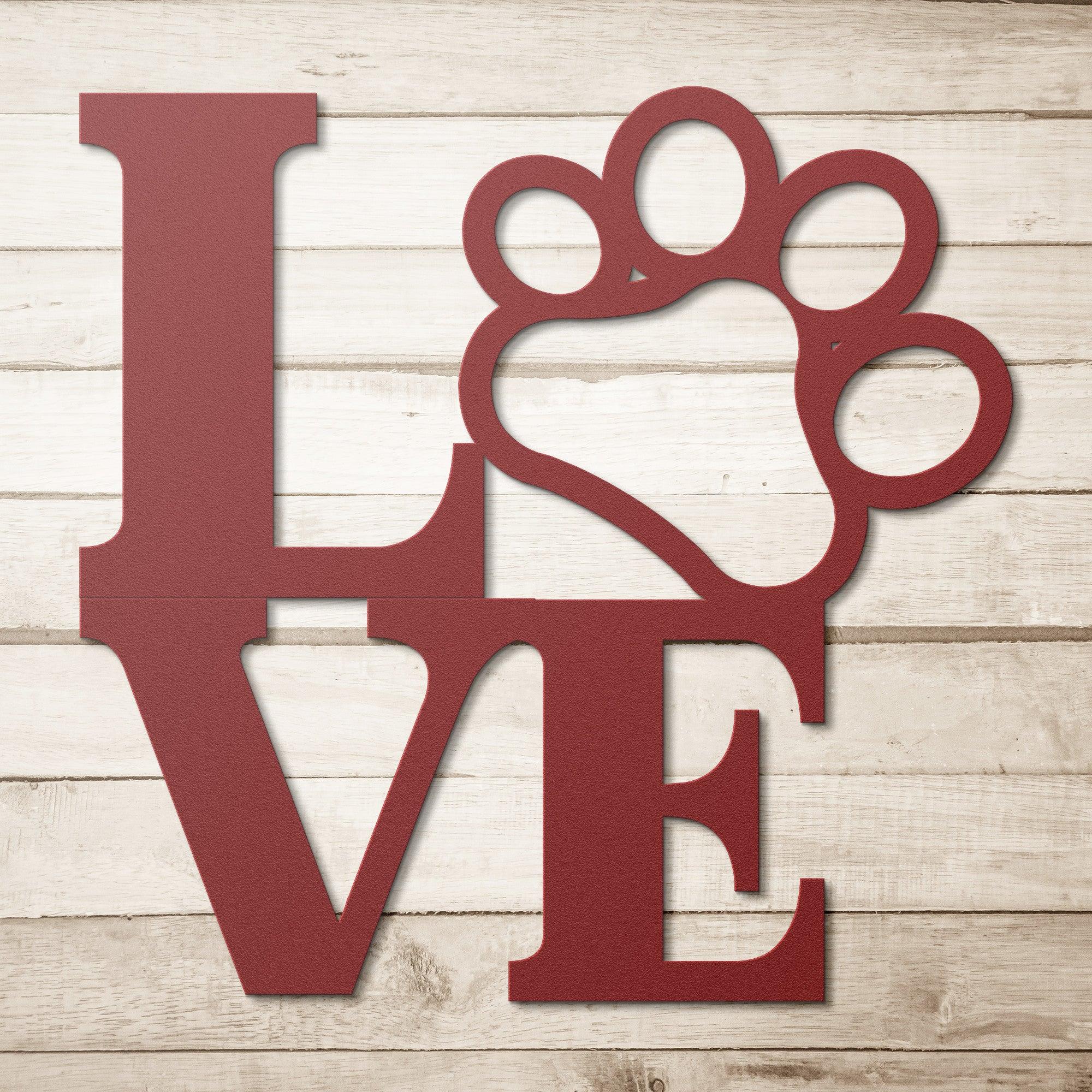 Love and Paw Print Metal Sign Cherish Your Love A Heartwarming Addition to Your Home Decor, Ideal for Pet Lovers Perfect Home Decor Accent for Pet Lovers - MRSBYVALLE