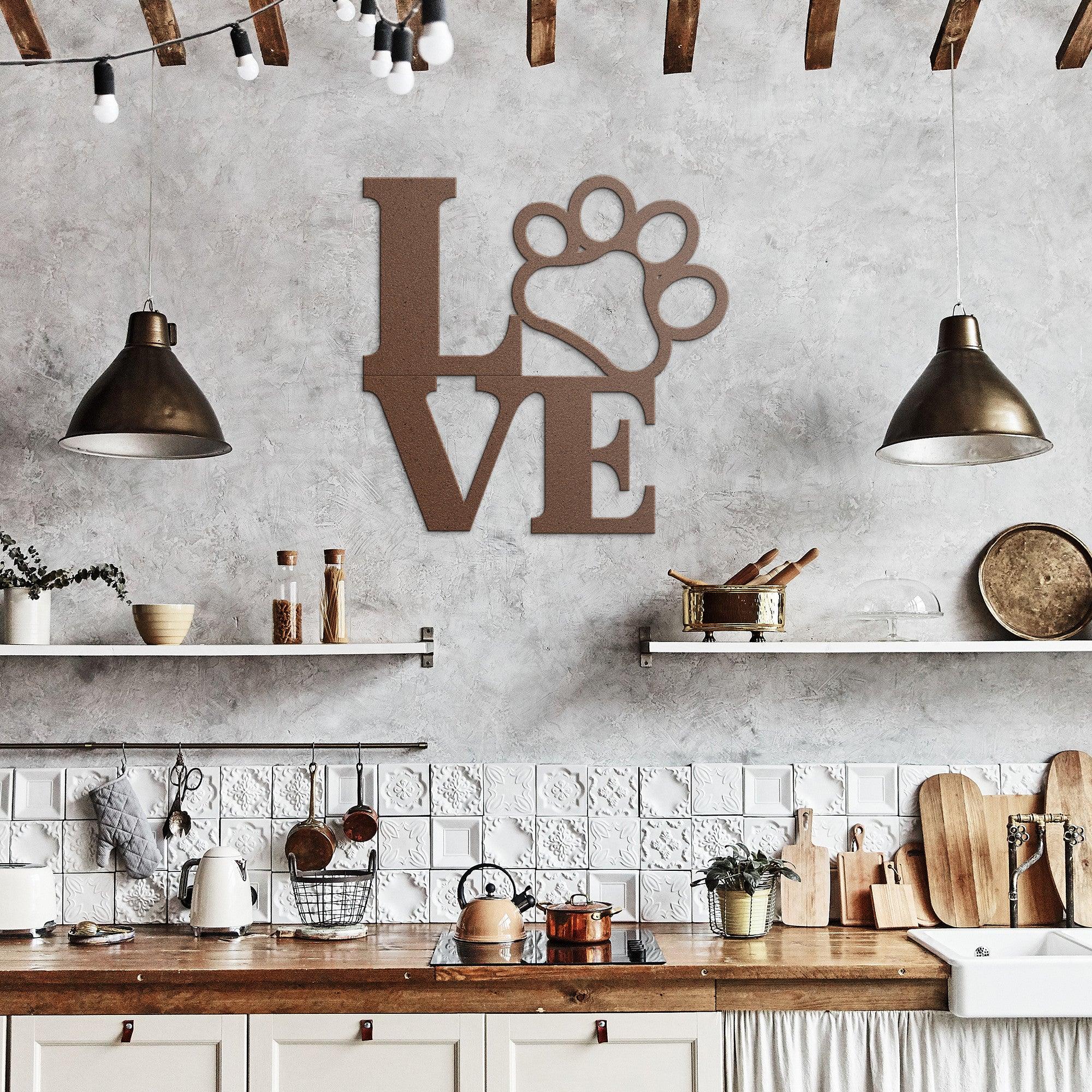 Love and Paw Print Metal Sign Cherish Your Love A Heartwarming Addition to Your Home Decor, Ideal for Pet Lovers Perfect Home Decor Accent for Pet Lovers - MRSBYVALLE