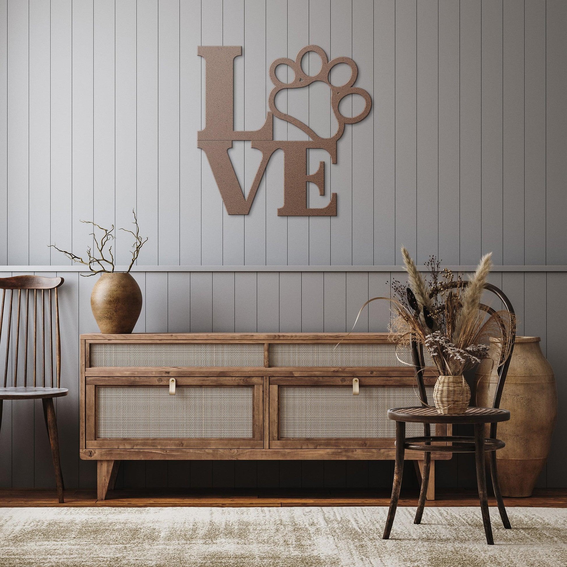 Love and Paw Print Metal Sign Cherish Your Love A Heartwarming Addition to Your Home Decor, Ideal for Pet Lovers Perfect Home Decor Accent for Pet Lovers - MRSBYVALLE