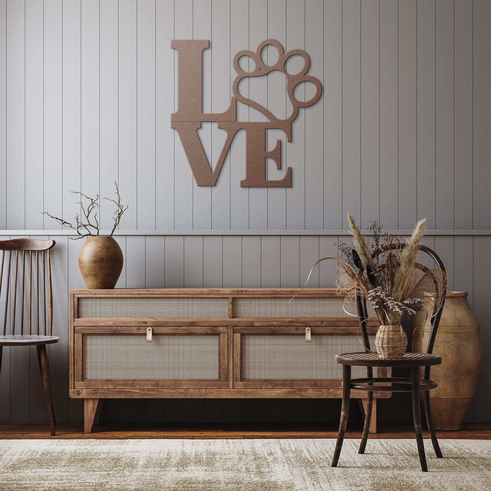 Love and Paw Print Metal Sign Cherish Your Love A Heartwarming Addition to Your Home Decor, Ideal for Pet Lovers Perfect Home Decor Accent for Pet Lovers - MRSBYVALLE