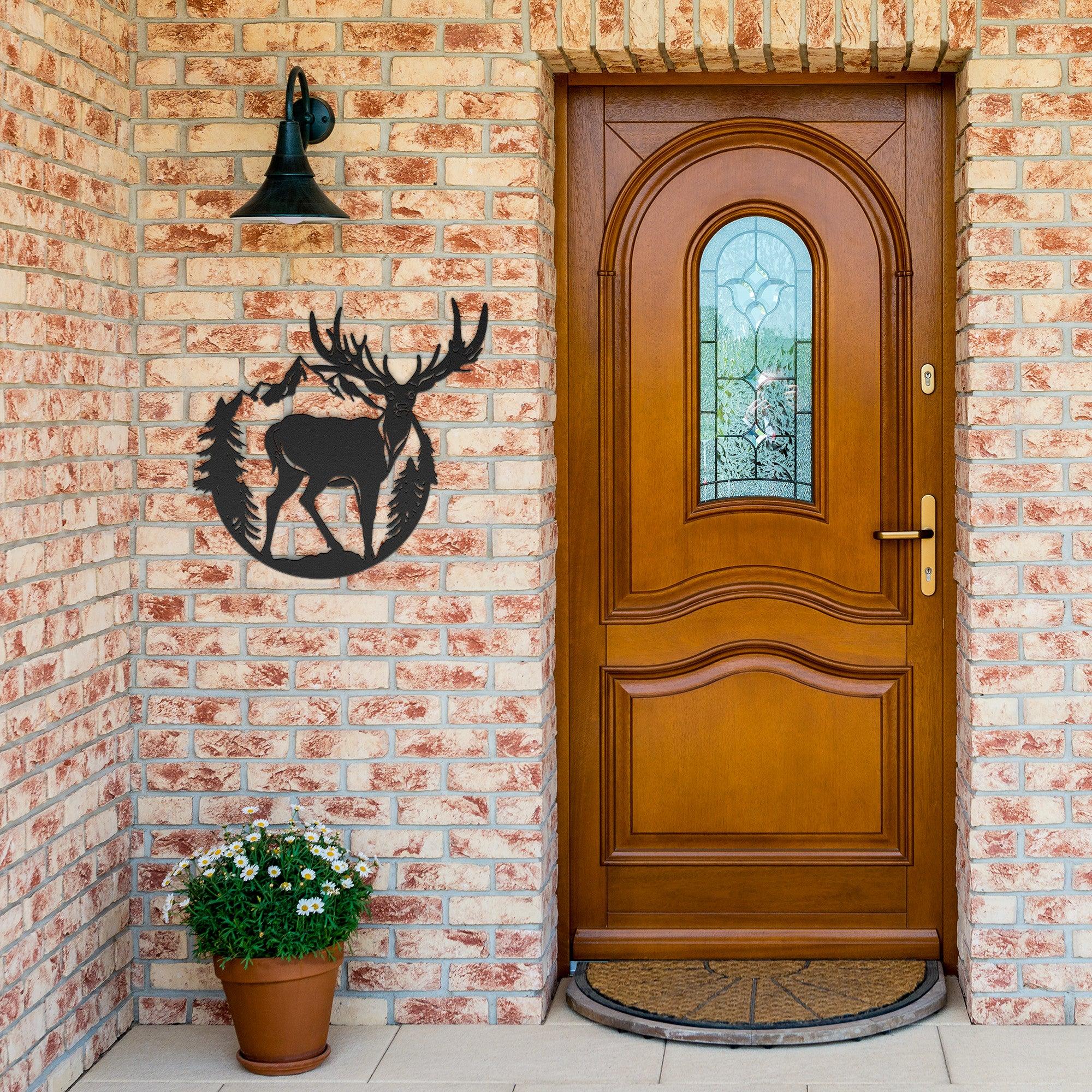 Majestic Mountain Deer Metal Sign: Rustic Wildlife Decor for Home & Cabin - Durable Steel Wall Art in 4 Sizes & Colors for Outdoor Lovers & Nature Enthusiasts - MRSBYVALLE