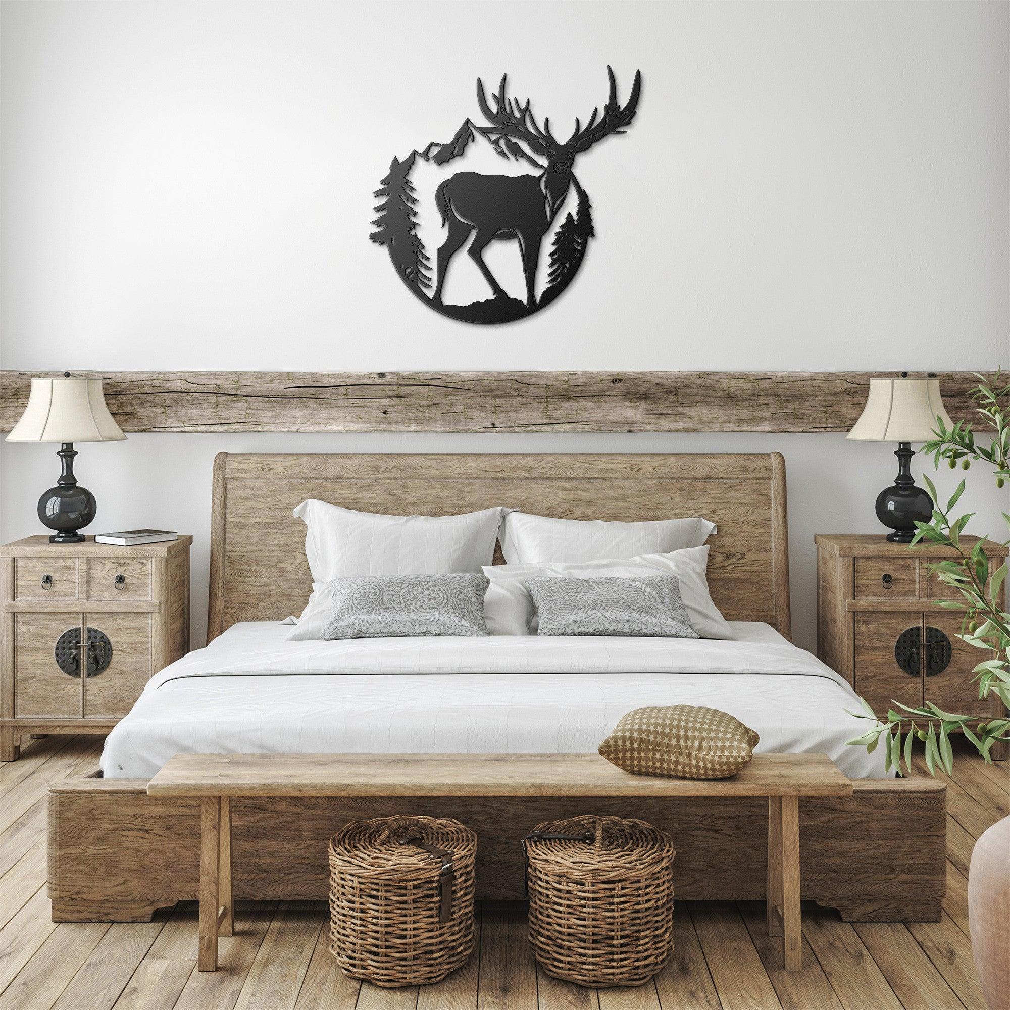 Majestic Mountain Deer Metal Sign: Rustic Wildlife Decor for Home & Cabin - Durable Steel Wall Art in 4 Sizes & Colors for Outdoor Lovers & Nature Enthusiasts - MRSBYVALLE