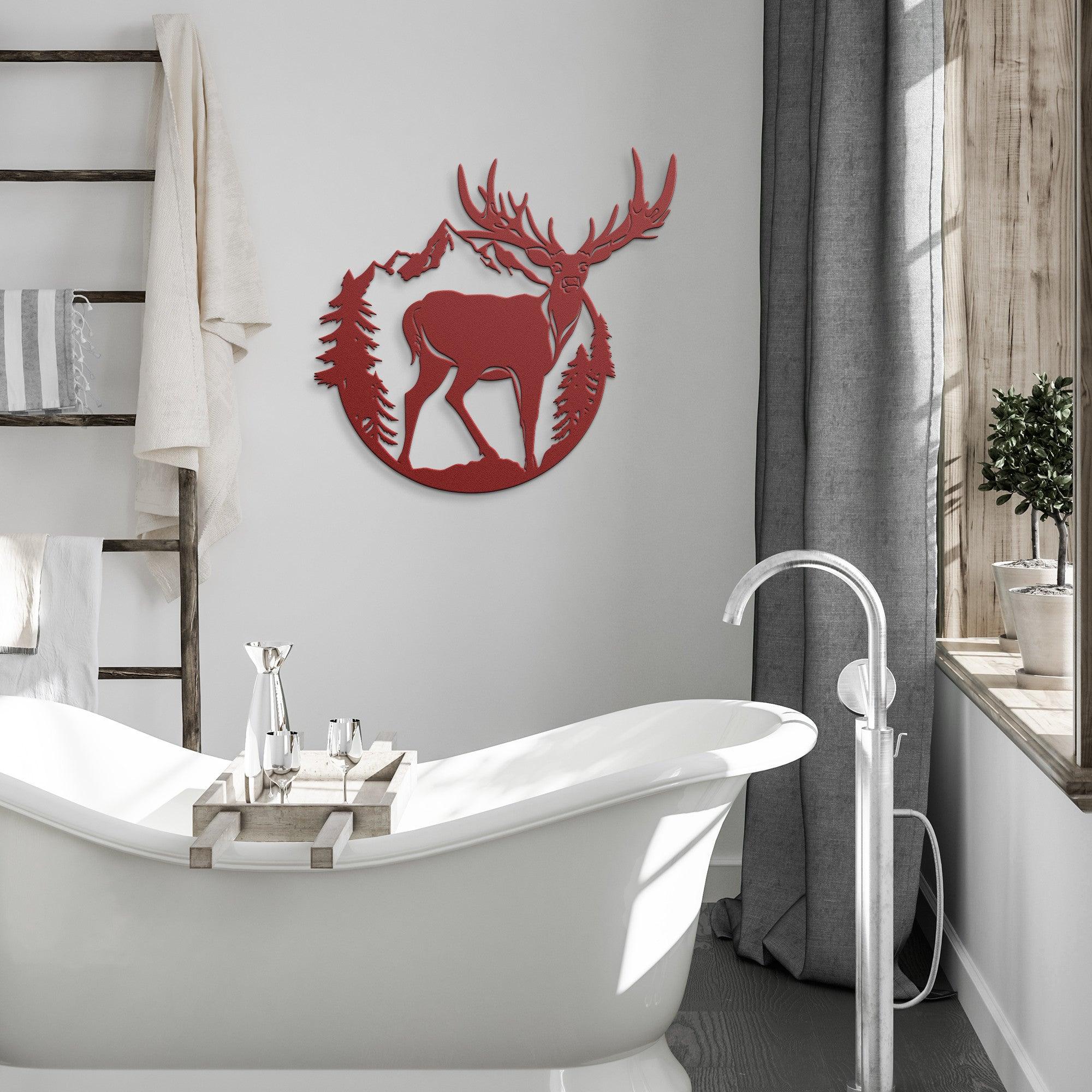 Majestic Mountain Deer Metal Sign: Rustic Wildlife Decor for Home & Cabin - Durable Steel Wall Art in 4 Sizes & Colors for Outdoor Lovers & Nature Enthusiasts - MRSBYVALLE