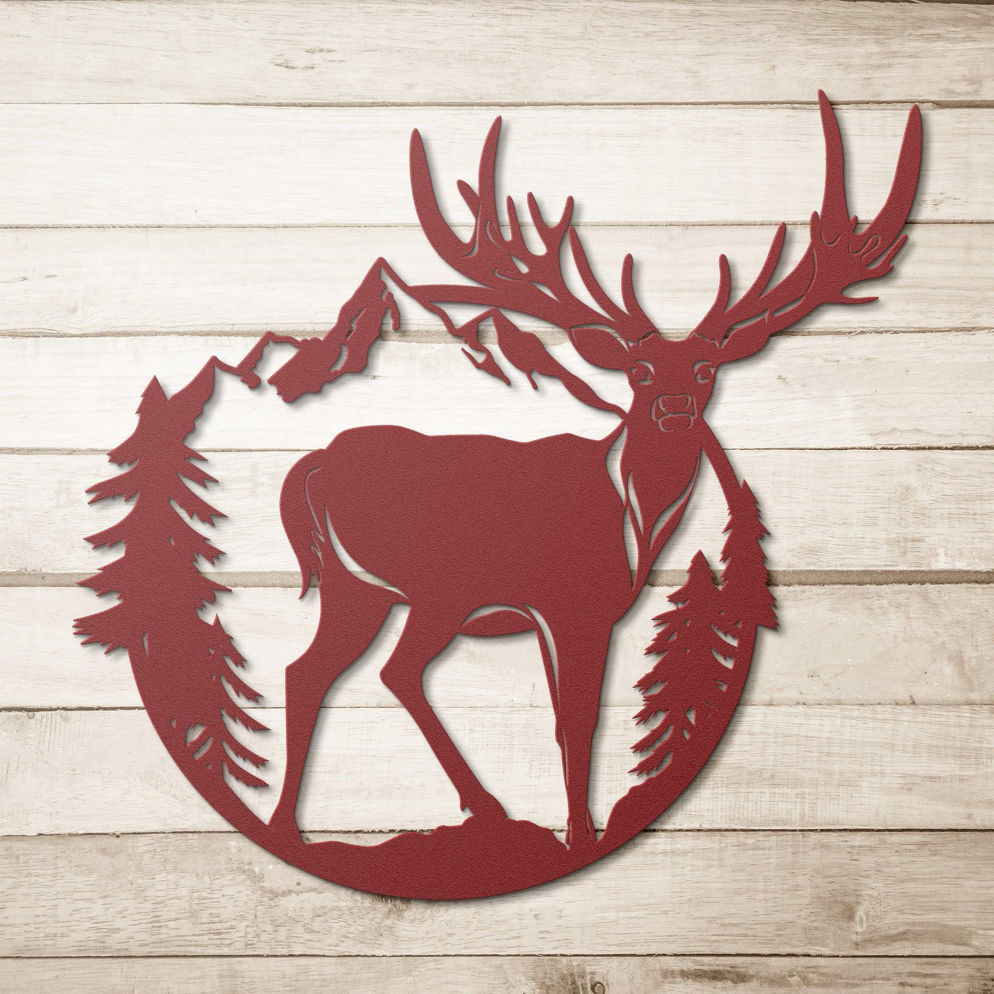 Majestic Mountain Deer Metal Sign: Rustic Wildlife Decor for Home & Cabin - Durable Steel Wall Art in 4 Sizes & Colors for Outdoor Lovers & Nature Enthusiasts - MRSBYVALLE
