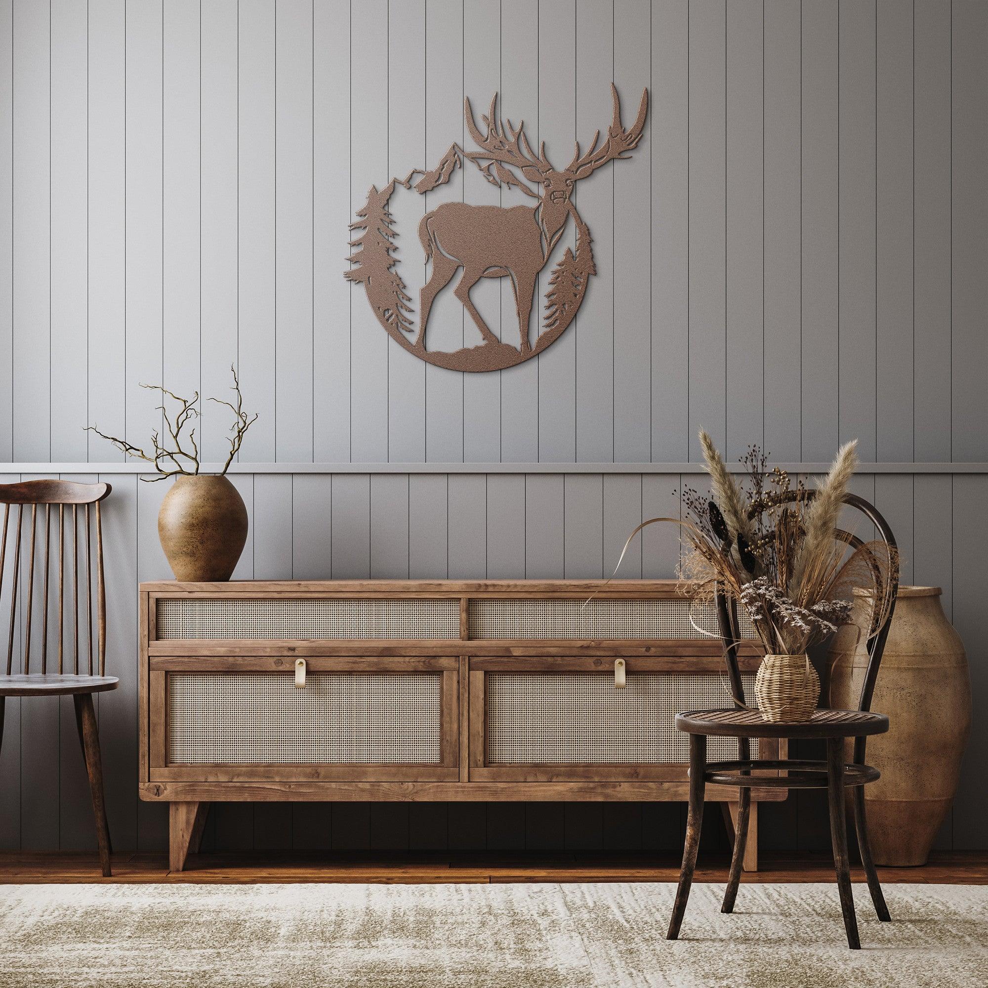 Majestic Mountain Deer Metal Sign: Rustic Wildlife Decor for Home & Cabin - Durable Steel Wall Art in 4 Sizes & Colors for Outdoor Lovers & Nature Enthusiasts - MRSBYVALLE