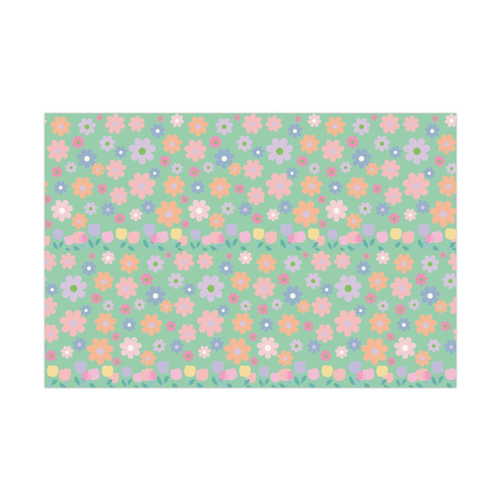 Mint Green Soft Pink, Peach, Purple, and Green Floral Wrapping Paper Perfect for Elegant Gifts, Weddings Spring Celebrations Bridal Showers - MRSBYVALLE