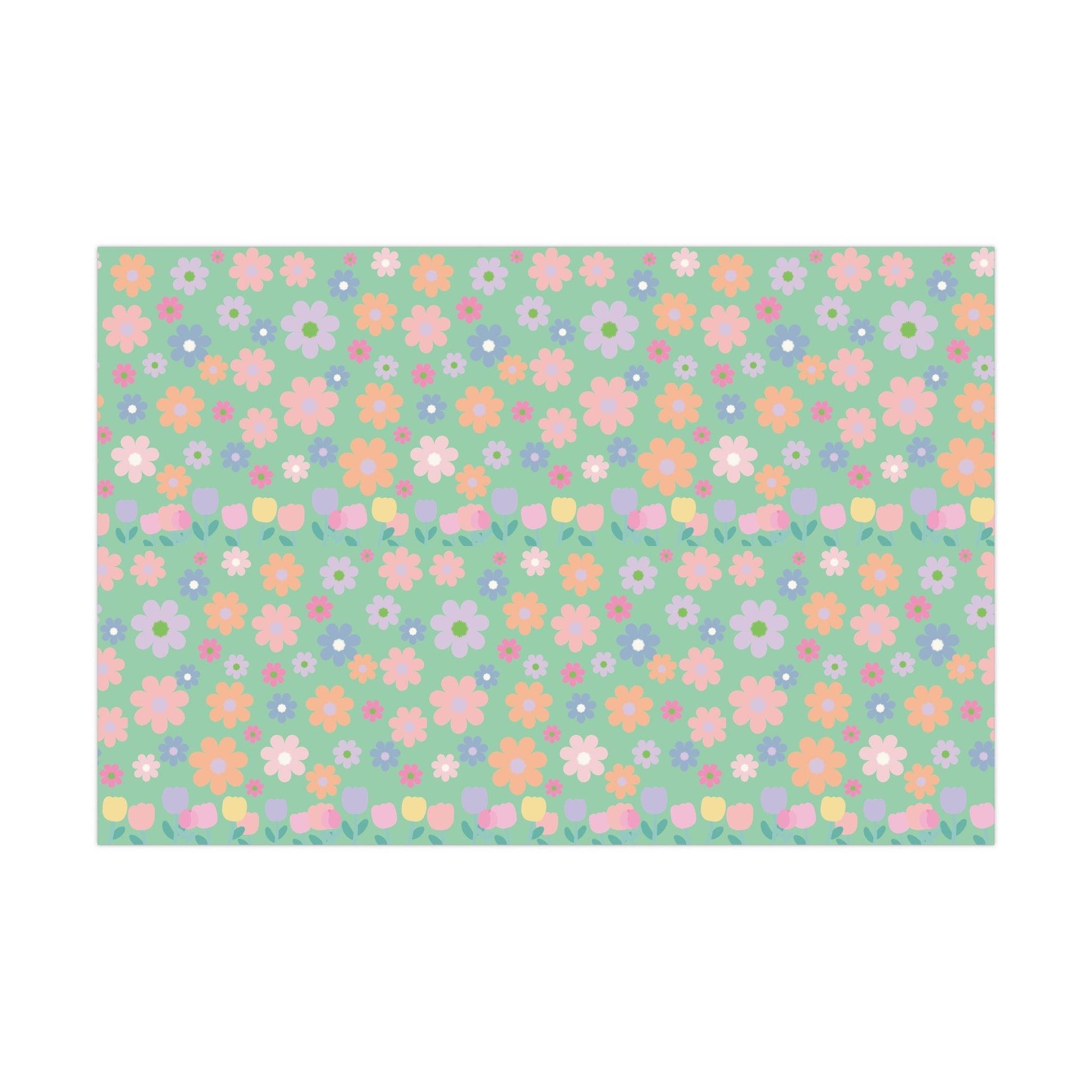 Mint Green Soft Pink, Peach, Purple, and Green Floral Wrapping Paper Perfect for Elegant Gifts, Weddings Spring Celebrations Bridal Showers - MRSBYVALLE