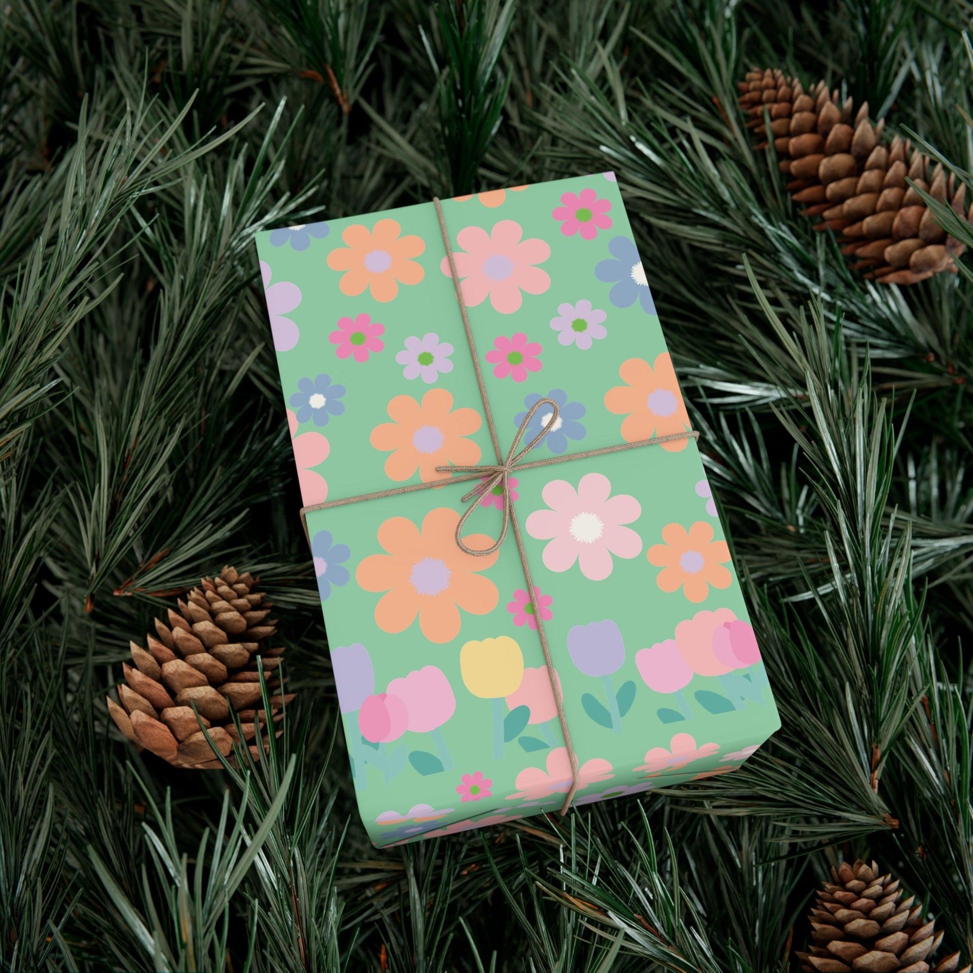 Mint Green Soft Pink, Peach, Purple, and Green Floral Wrapping Paper Perfect for Elegant Gifts, Weddings Spring Celebrations Bridal Showers - MRSBYVALLE