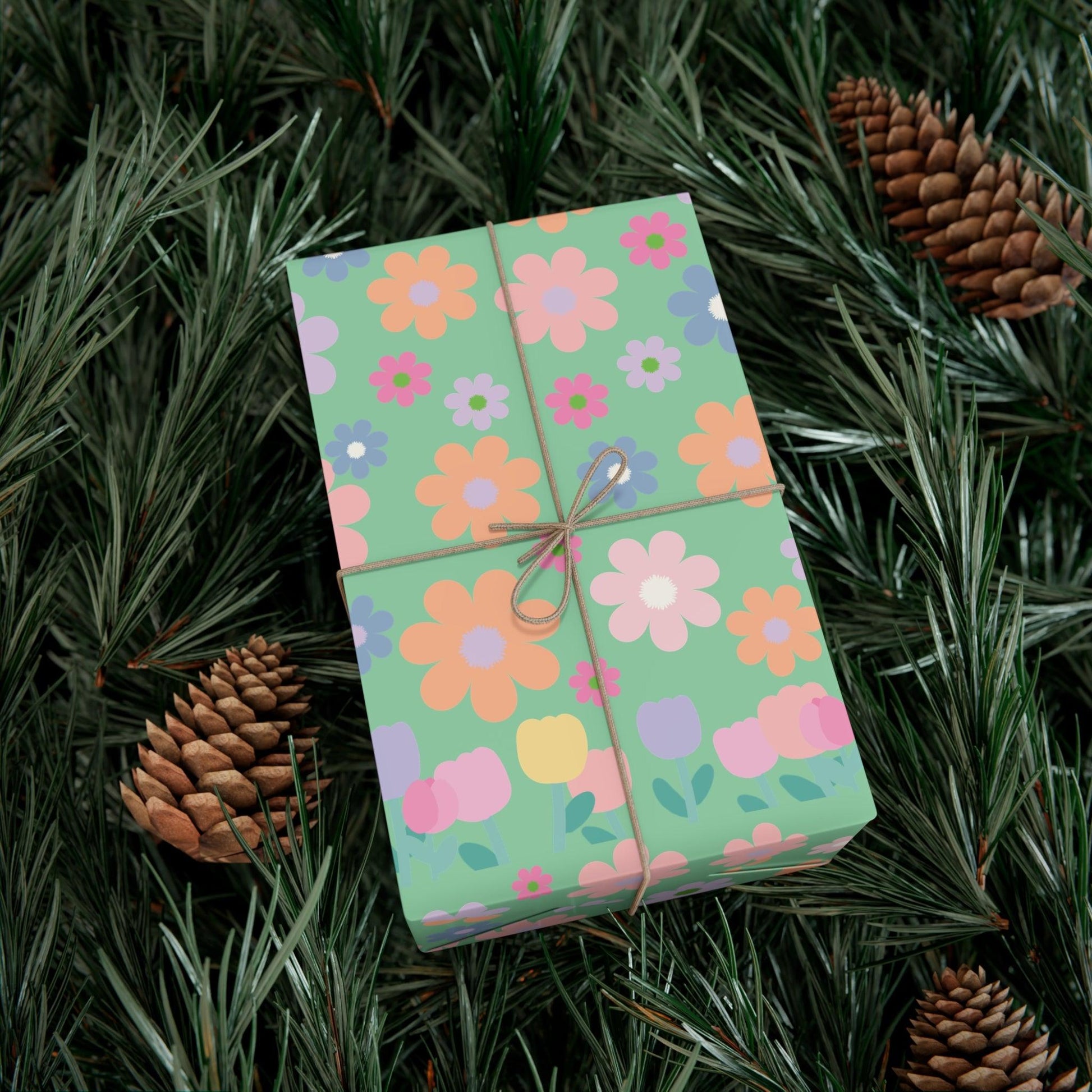 Mint Green Soft Pink, Peach, Purple, and Green Floral Wrapping Paper Perfect for Elegant Gifts, Weddings Spring Celebrations Bridal Showers - MRSBYVALLE